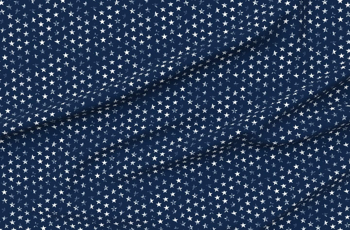 Spoonflower Fabric - Distressed White Stars Navy Blue Grunge Vintage 4Th of July American Printed on Minky Fabric by The Yard - Sewing Baby Blankets Quilt Backing Plush