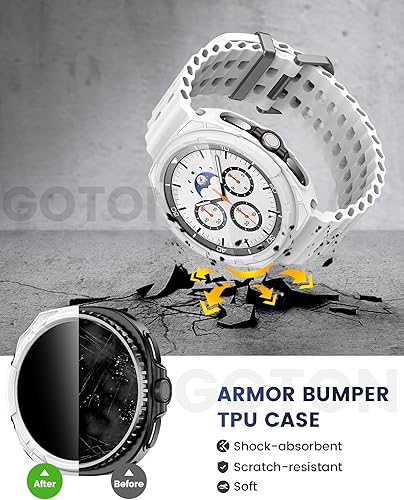 Miniatura 5 de Goton Accesorios 3 en 1 para Samsung Galaxy Watch 6 Classic Protector de pantalla de 1.850 in, carcasa resistente de TPU + 2 protectores de pantalla