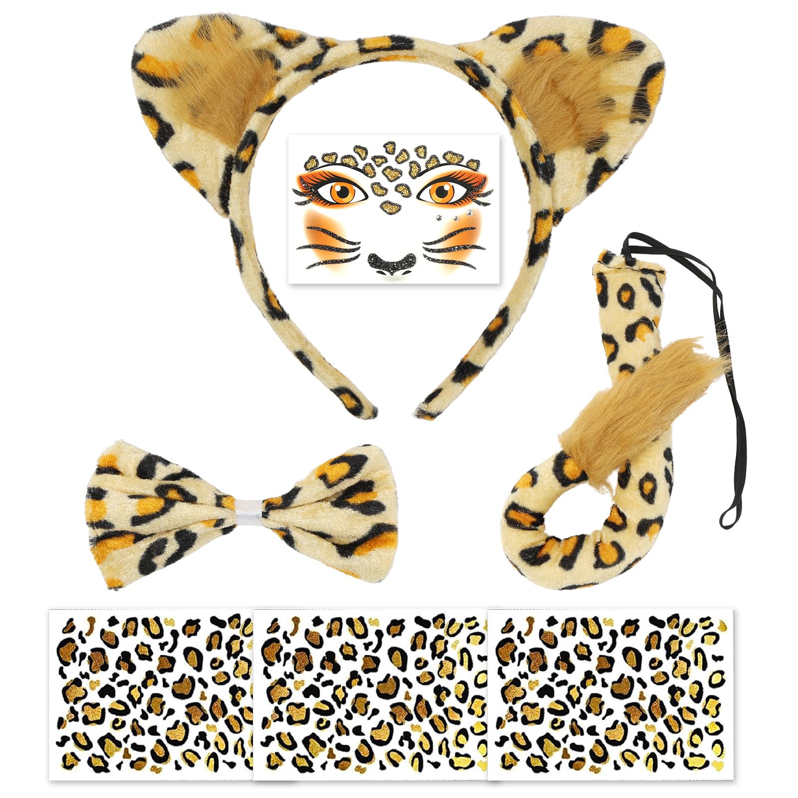 AOOWU Animal Costume Accessories set, 7 PCS Leopard Theme Party Favors