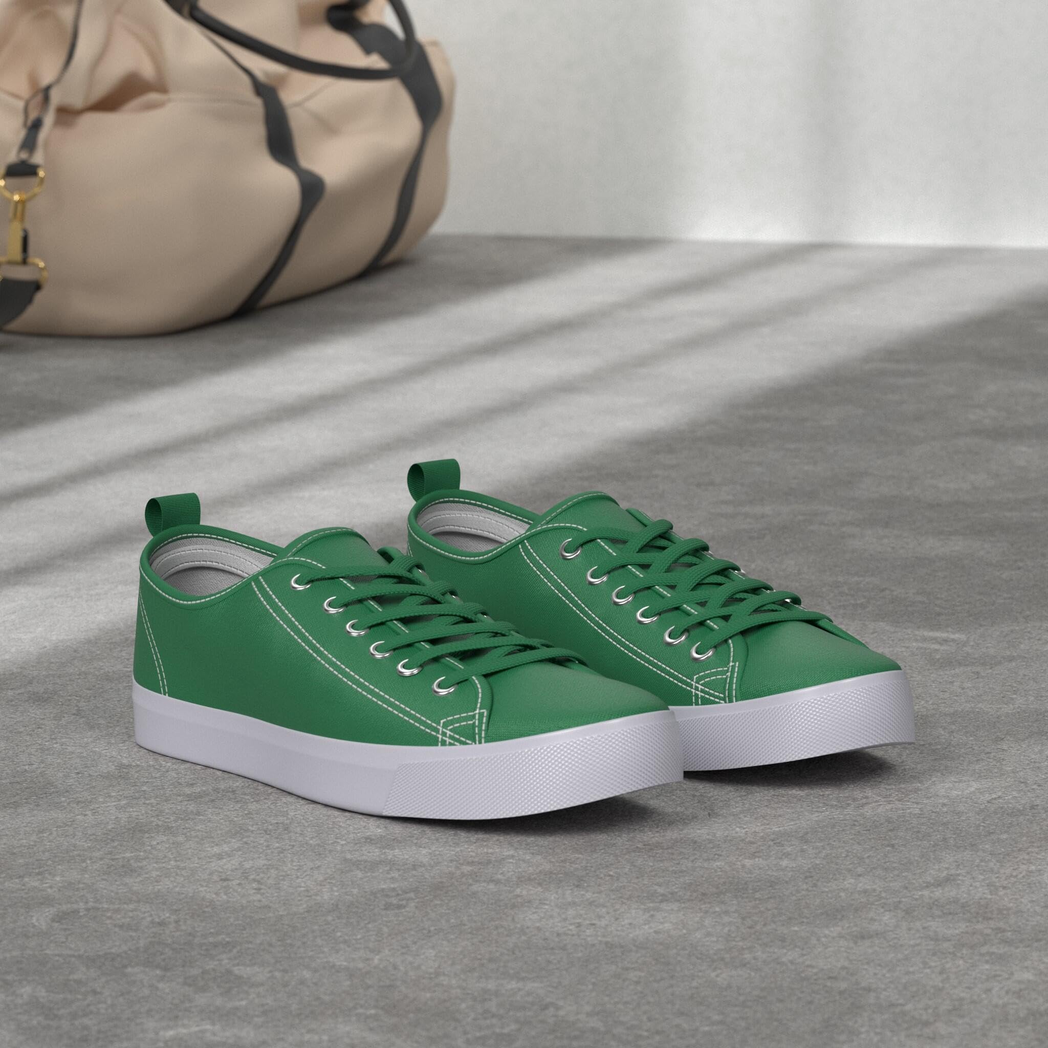 The Fashion Supply Canvas Shoes for Women, Casual Low Top Lace-Up Womens Shoes Sneakers, Extra Laces (Emerald Green, 9)
