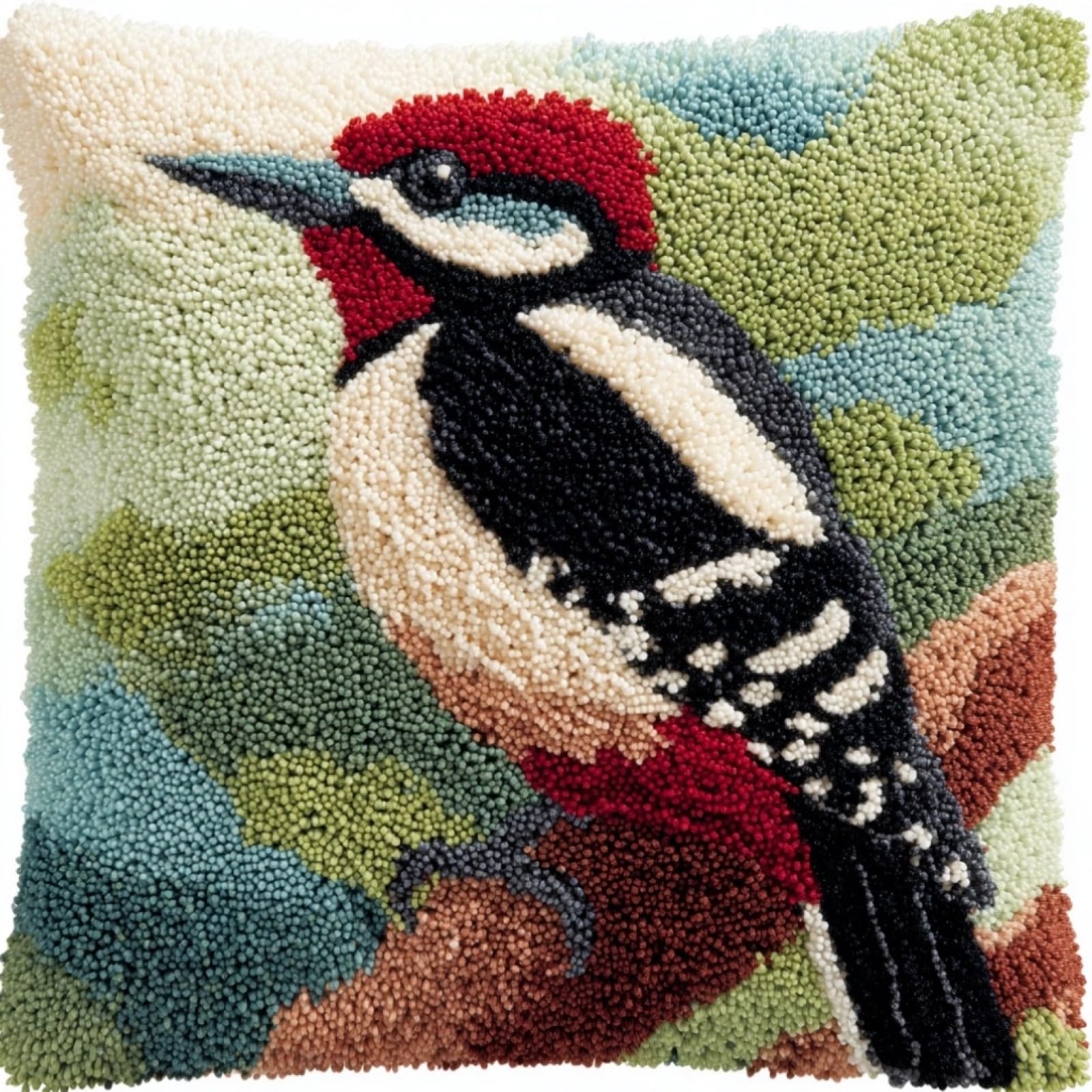 Axiangzik Woodpecker Latch Hook Pillow Kit For Beginners,