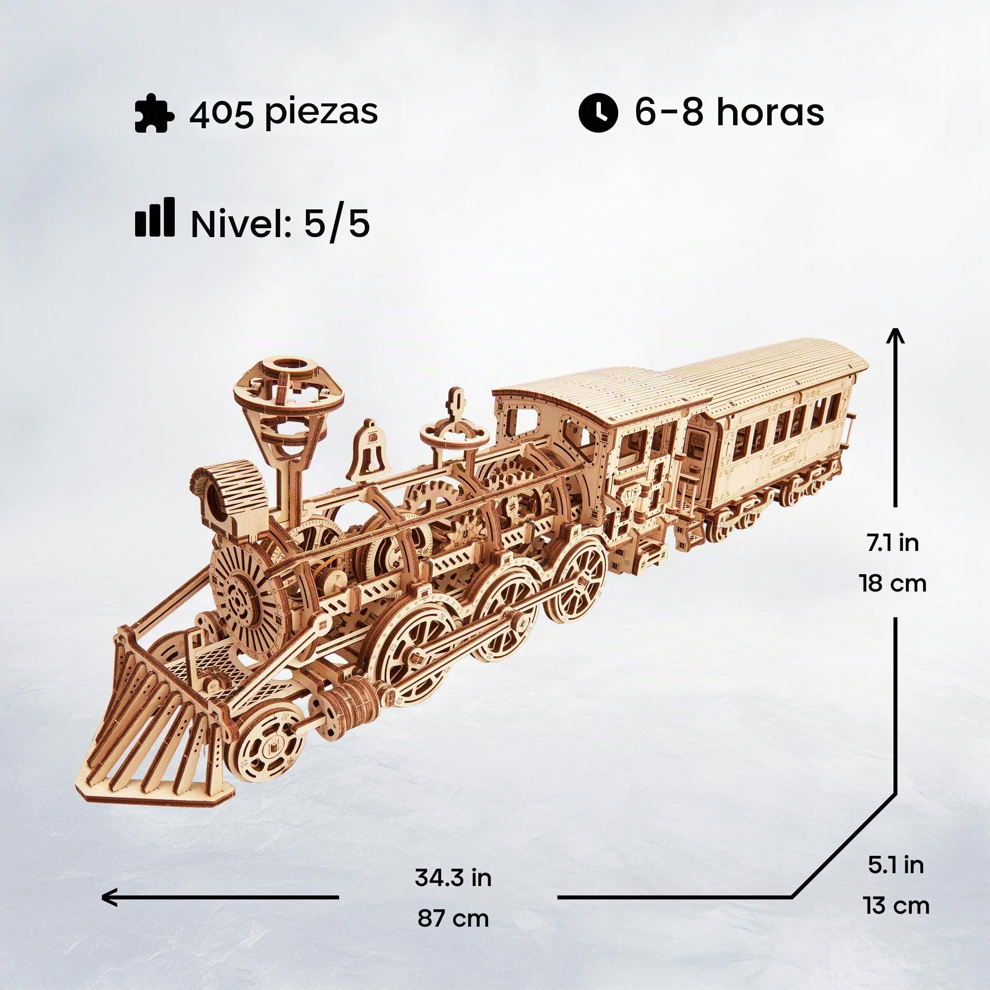 Wood Trick Toy Train Set Puzzle 3D de Madera para Adultos para Construir