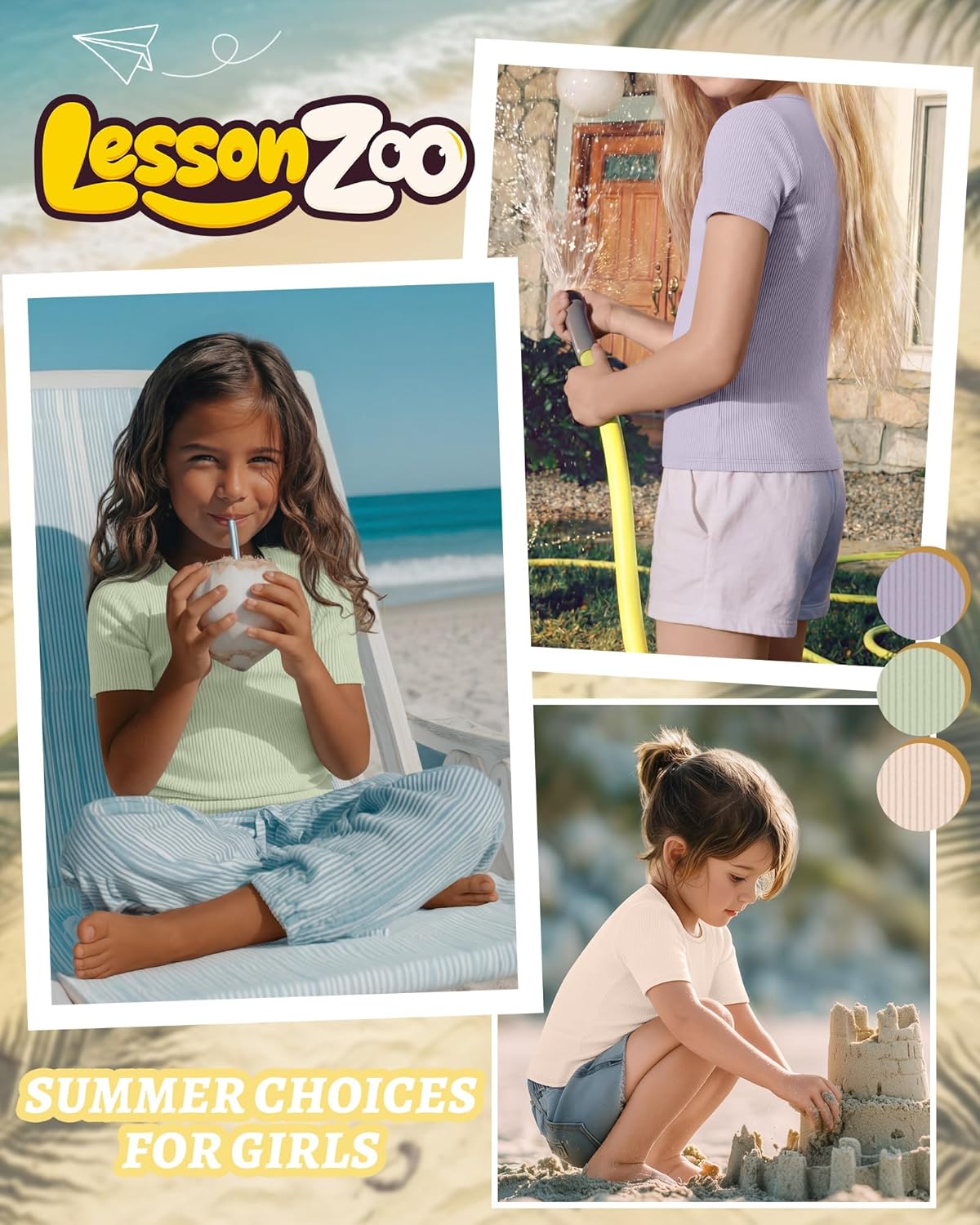 3 Pack Girls Short Sleeve Tops Ribbed Knit Crew Neck Shirts Basic Solid Tees Slim Fit Casual T-Shirt Size 5-14 - Image 2