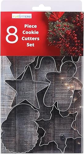 Miniatura 2 de Cortadores de galletas de Navidad, cortadores de galletas navideñas, juego de 8 piezas, árbol de Navidad, hombre de jengibre, bastón de caramelo,