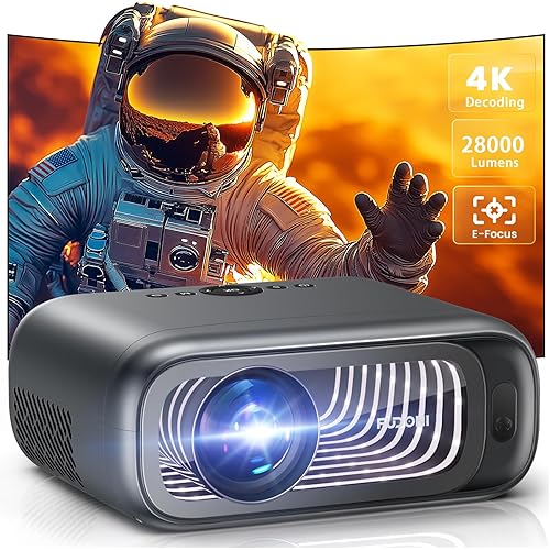 [Electric Focus/Auto Keystone] FUDONI Projector with WiFi 6 and Bluetooth Dual-way, Native 1080P 28000L 4K Support Outdoor Movie Projector Max 300'' Display, for iOS/Android/TV Stick/HDMI/USB/Laptop
