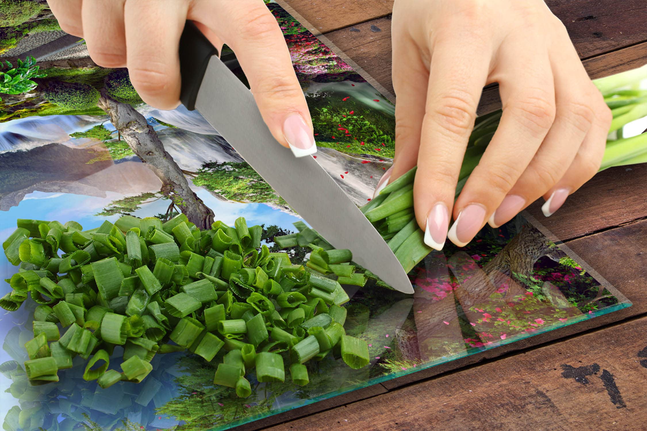 DarHuas Herdabdeckplatte 50x52 cm 1-teilig Ceranfeldabdeckung Induktion Herdschutz Spritzschutz Glasplatte Deko Schneidebrett, Landschaft Bunt