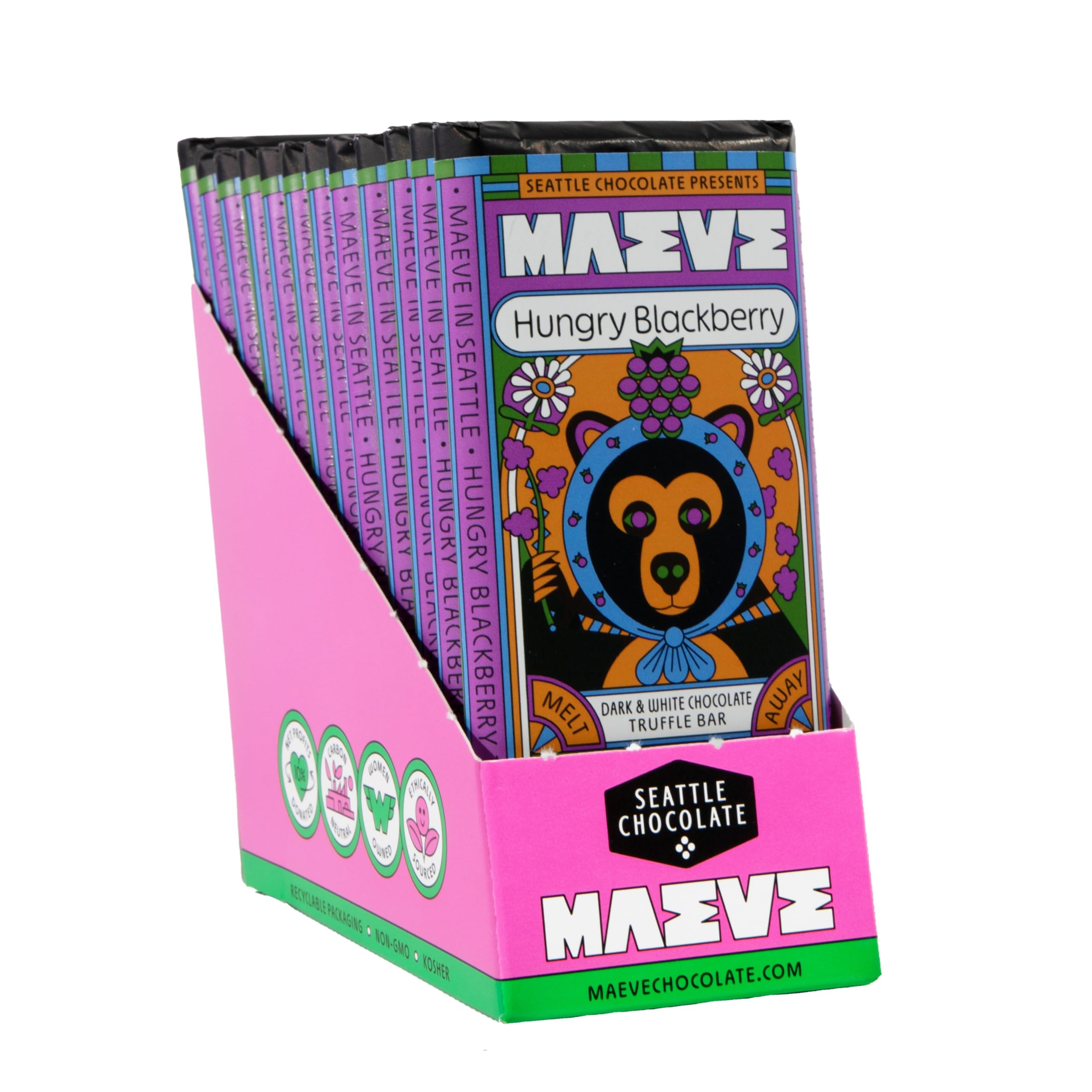 Amazon.com : Maeve Chocolate Hungry Blackberry Truffle Bar (12