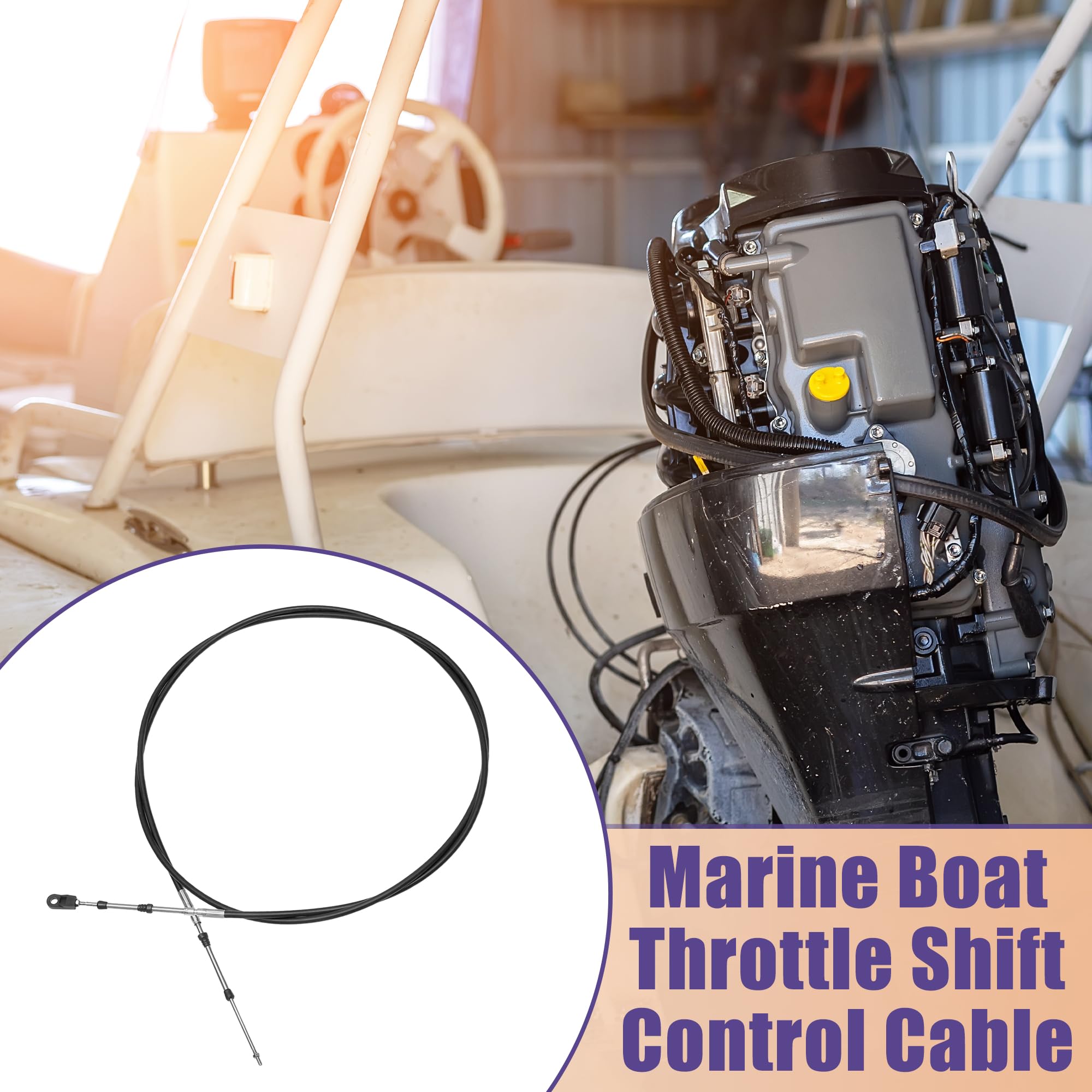 ACROPIX Cavo universale per comando dell'acceleratore per barca marina 300 cm 33C/3300 nero con testa di fissaggio per motore fuoribordo Yamaha, confezione da 2