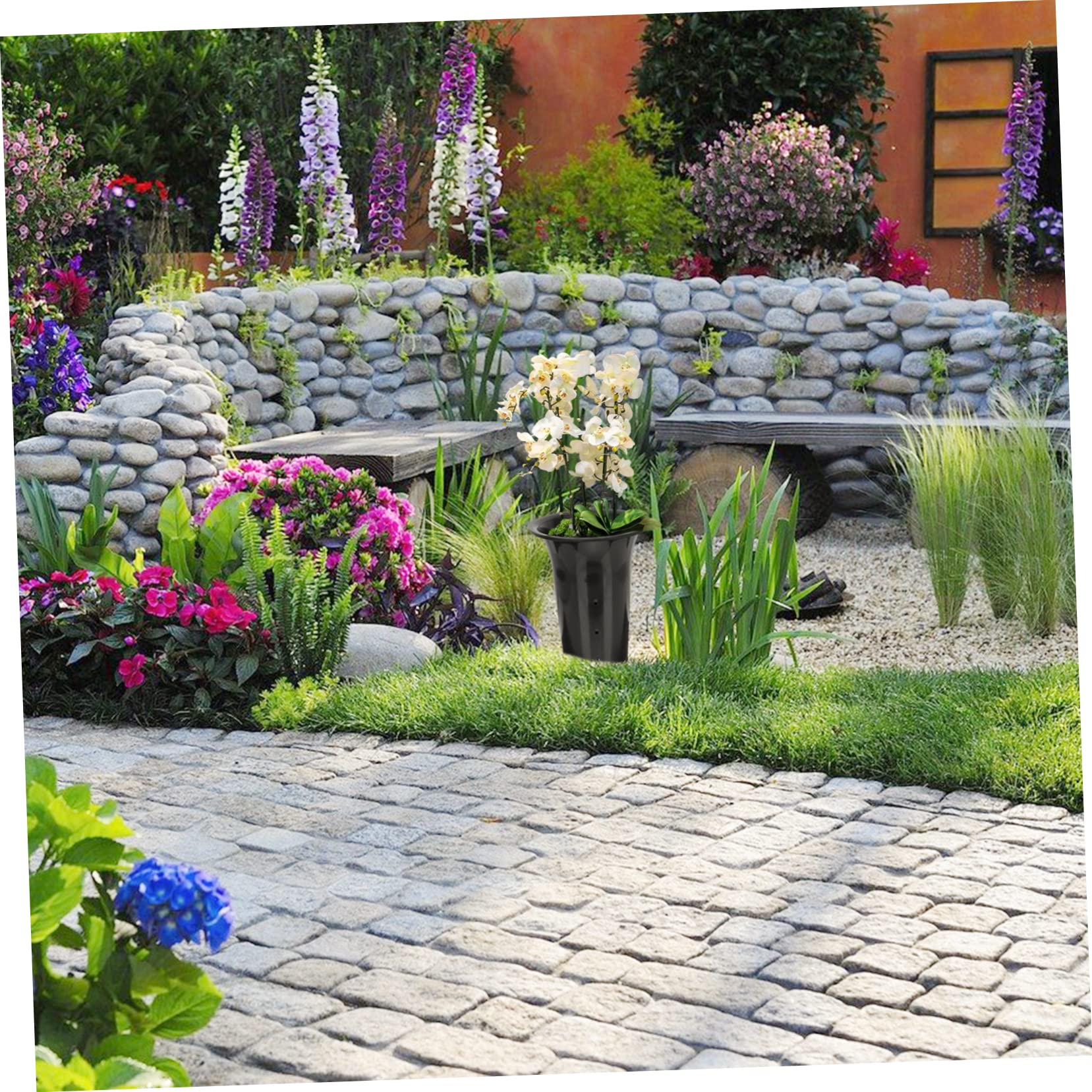 UPKOCH Lot de 10 Pots De Fleurs Orchidées Noirs 15 Cm en Plastique Épais Trous De Drainage pour Balcon Bureau Plantation Contrôle Racines Ventilés Jardin Intérieur Extérieur
