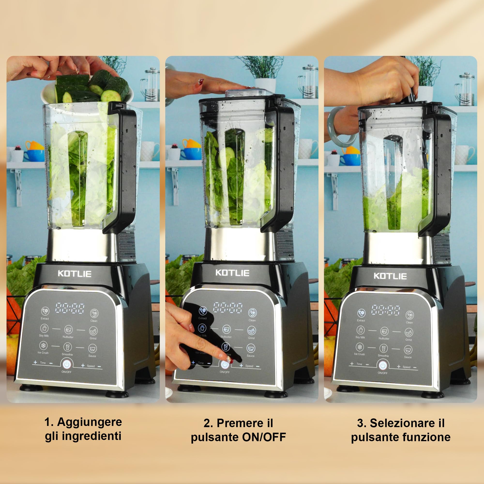 frullatore, frullatore da banco multiuso domestico di grande capacità, con ciotola da 2 litri