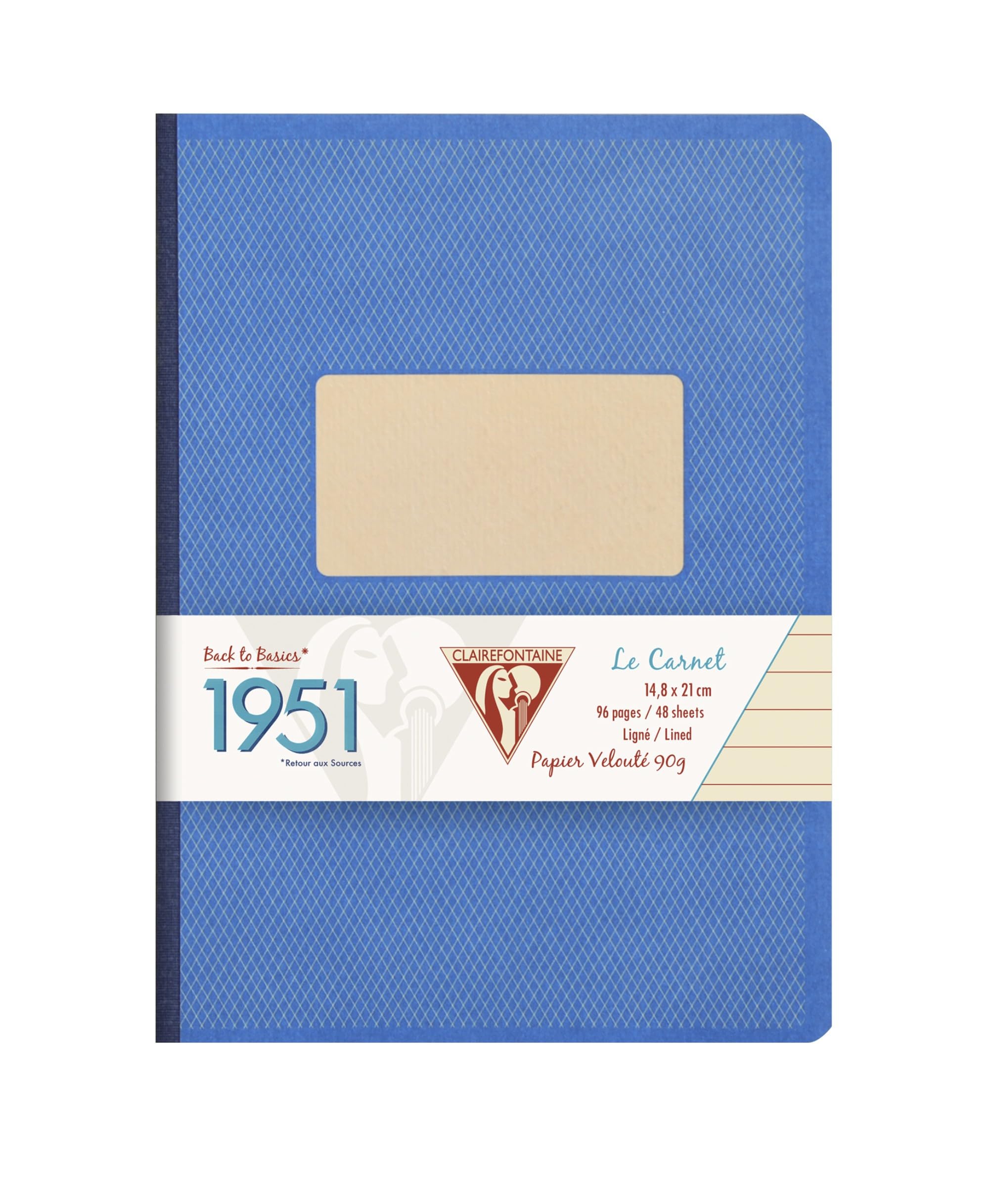 Clairefontaine 'Back to Basics 1951' Clothbound Notebook, 5 3/4" x 8 1/4", 96 Pages, Lined - Blue