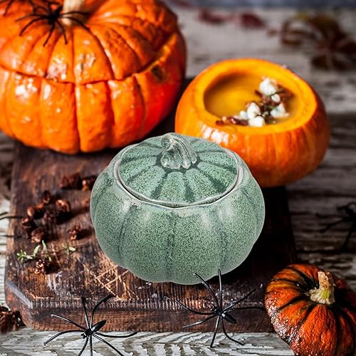 Miniatura 8 de Luxshiny Cuenco de cerámica de calabaza de Halloween, cuenco de sopa decorativo, cuenco de arroz, cuenco de estofado, recipiente de calabaza para