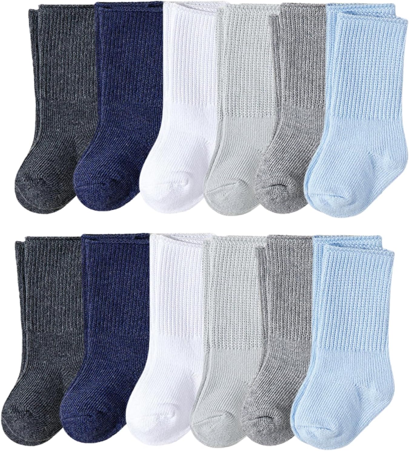 QandSweet Baby Boy Combed Cotton Socks Toddler Crew Sock Non-Skid for Newborn Infant Childrens