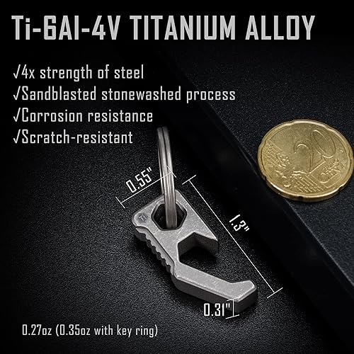 Miniatura 6 de KeyUnity KA13 - Llavero de titanio para abridor de botellas, 2 en 1 EDC Keychian Tool abridor de cerveza y destornillador, adecuado para todas las