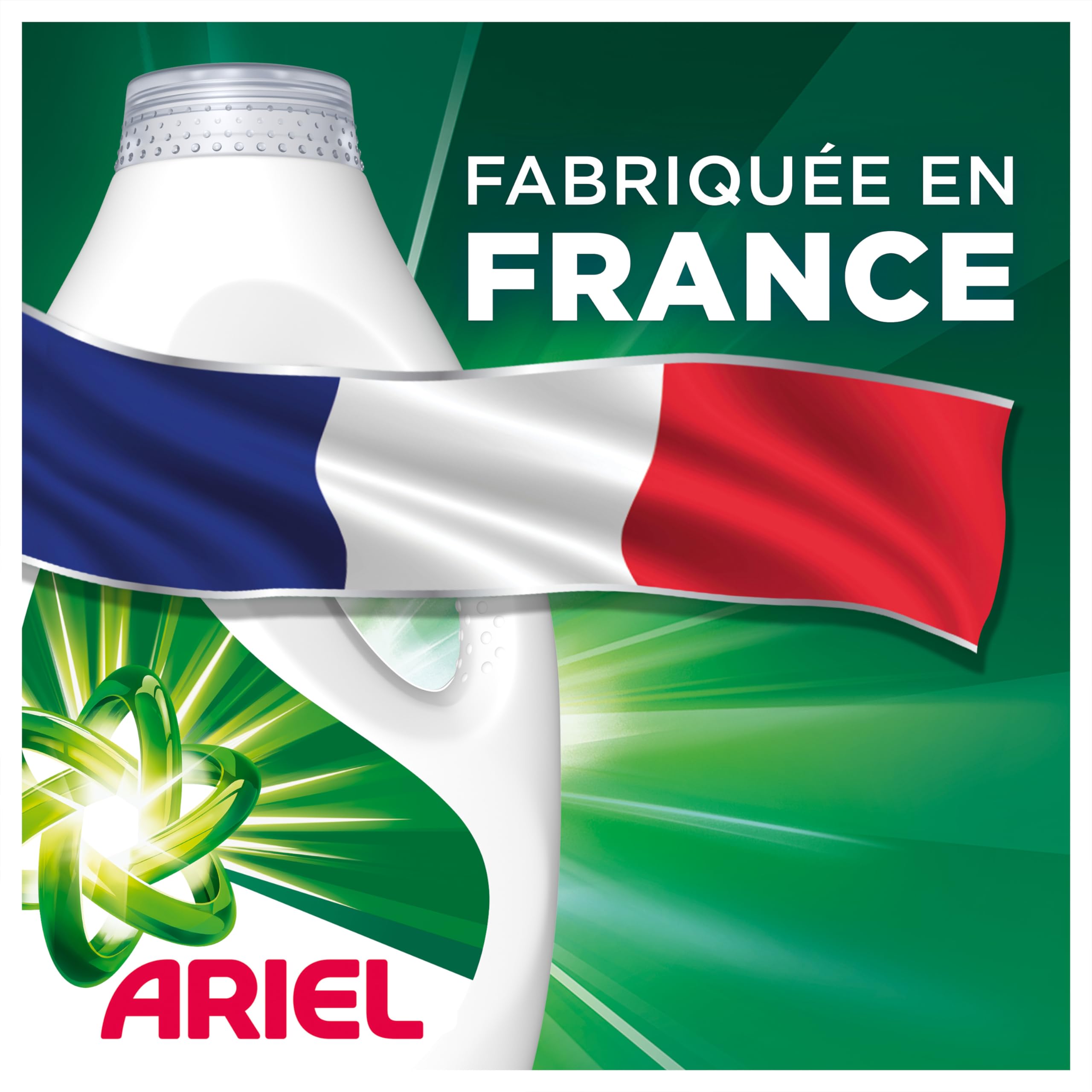 Ariel Lessive Liquide 4 bouteilles de 20 lavages (80 Lavages au total) Original Élimine Les Taches Incrustées, Même Après 7 Jours, Impeccable Même En Cycle Court Et À Froid, Fabriqué En France 4x900ml