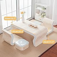 Vista 1 de Mesa de Centro Mesa de centro tejida de bambú para sala de estar, ventana de bahía, mesa baja clásica y elegante Tatami pequeña mesa de té