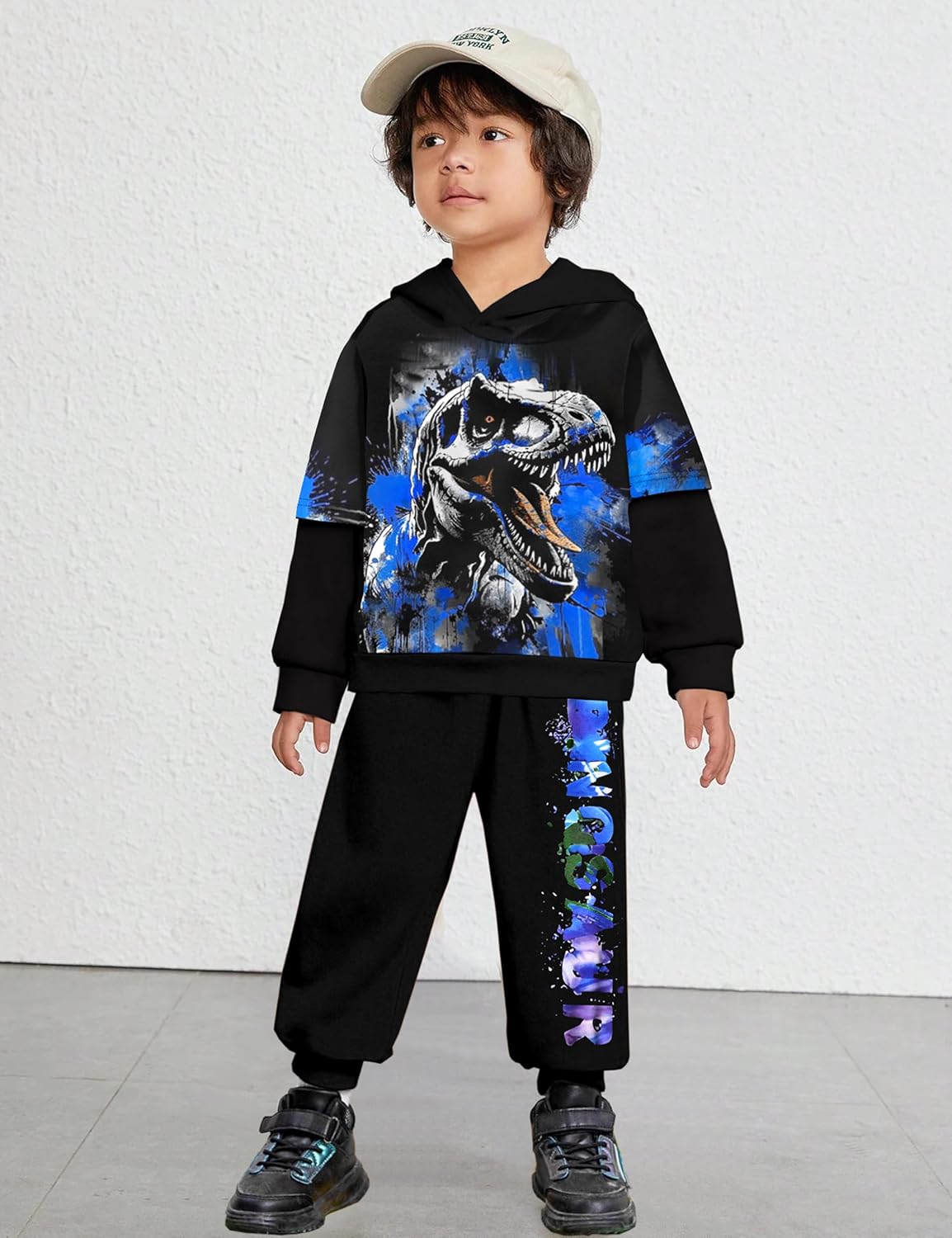 Toddler Boy Clothes Dinosaur Print Hoodies Long Sleeve Toddler Clothes for Boys Tie-Dye T-Rex Sweatpants Outfits 3-7Y - Image 3