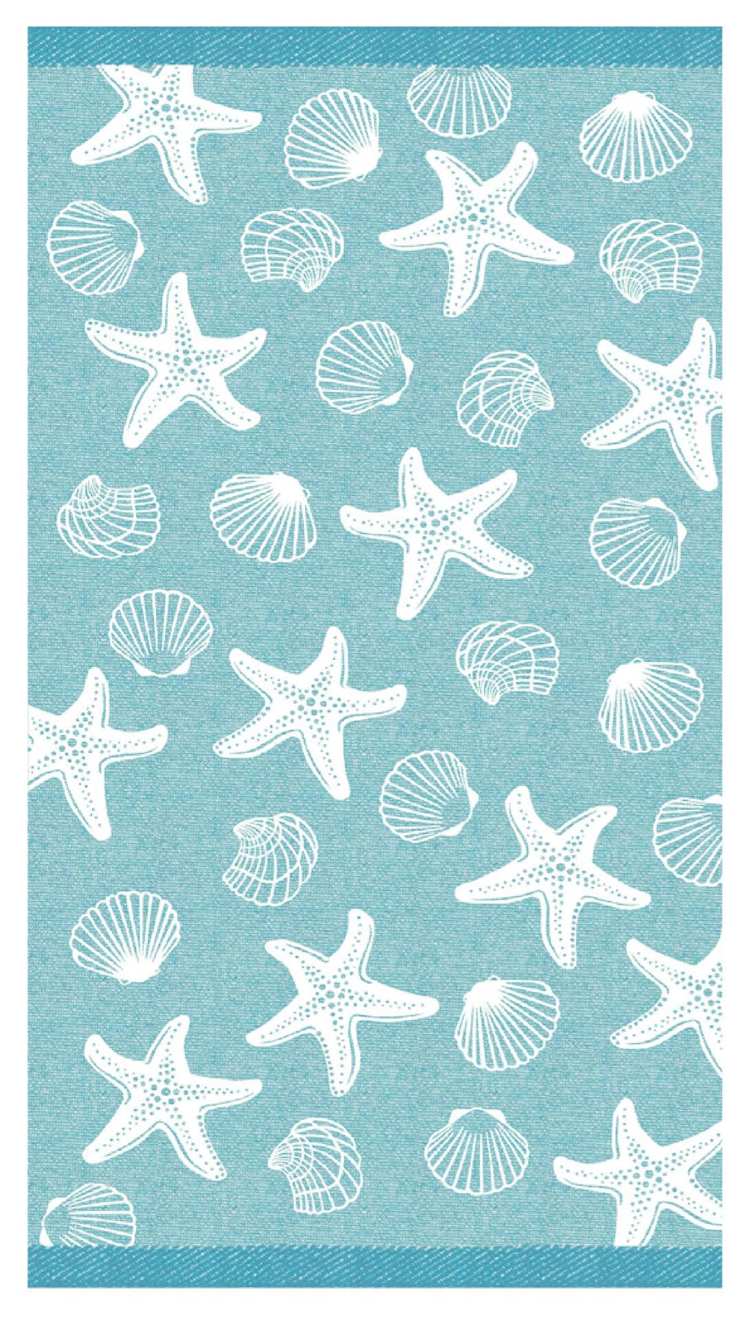 Delindo Lifestyle Toalla de playa Miami, diseño de estrellas de mar y conchas, 100% algodón, 100 x 180 cm, OEKOTEX-100, verde menta