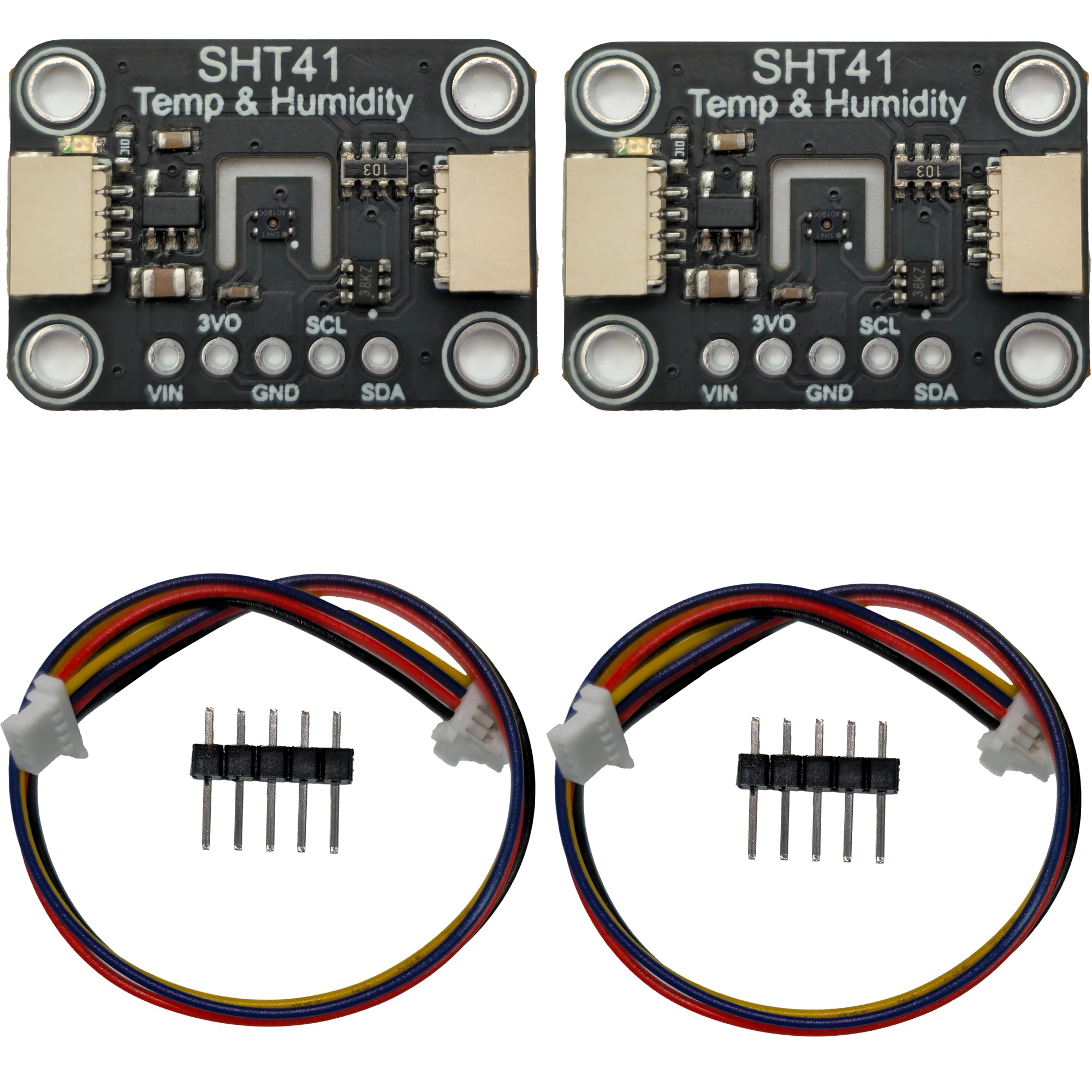 2PCS SHT41 Temperature Humidity Sensor Module, I2C, ±0.2℃ Precision, Temp/RH, Breakout Board for Arduino ESP32