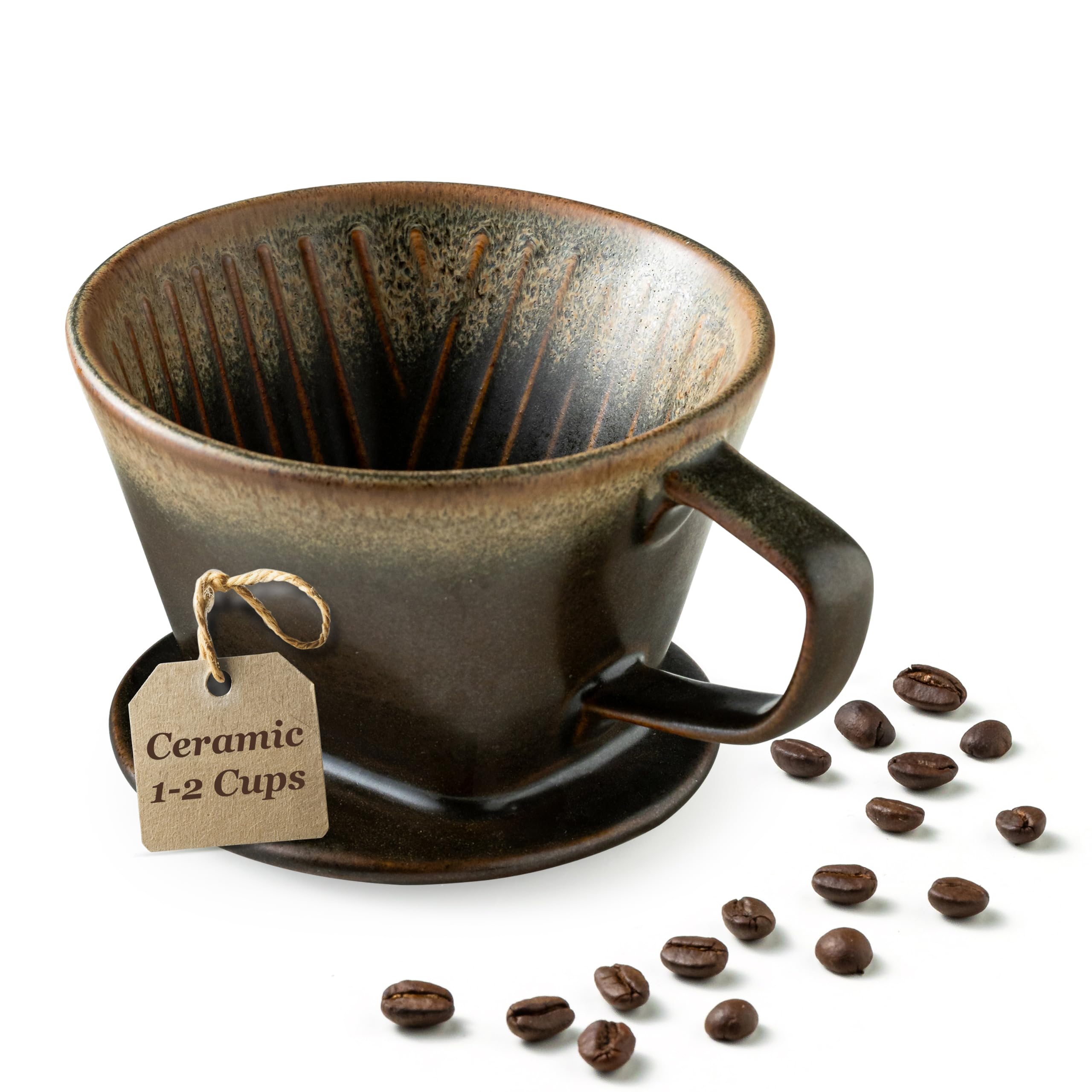 Pour Over Coffee Maker 3 Hole Cone Brewer, Ceramic Coffee Dripper