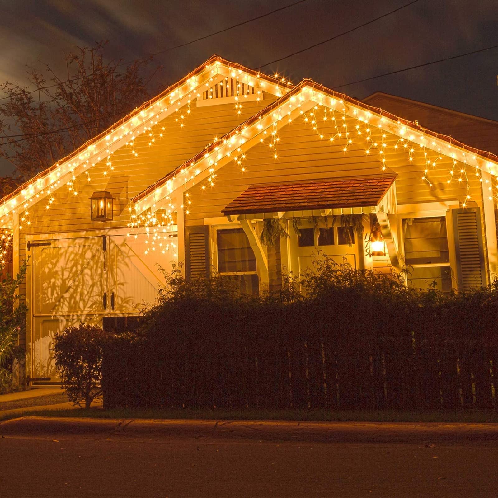 BrizLabs 480 LED Cascata Luci da Esterno, 19M Tenda Luminosa Bianco Caldo Natale Luci Stringa Esterno con 8 Modalità Nataliazie Catena Luminosa Decorazione per Feste, Finestra, Matrimonio, Blacone
