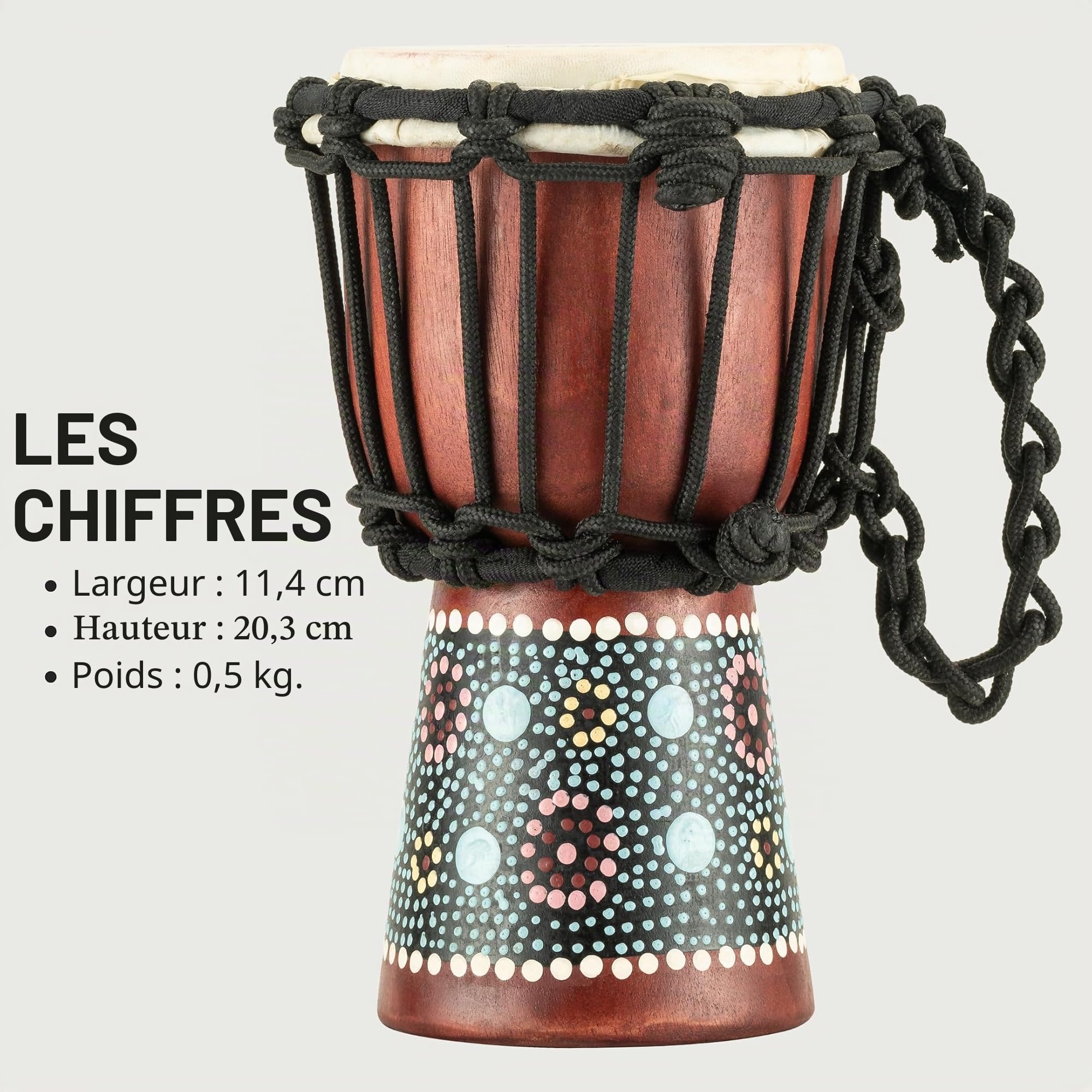 Meinl Percussion African Mini Djembe – Percussion à Main Extra Petite – Avec Peau de Chèvre – Diamètre 4,5 pouces – Acajou, Multicolore (HDJ8-XXS)