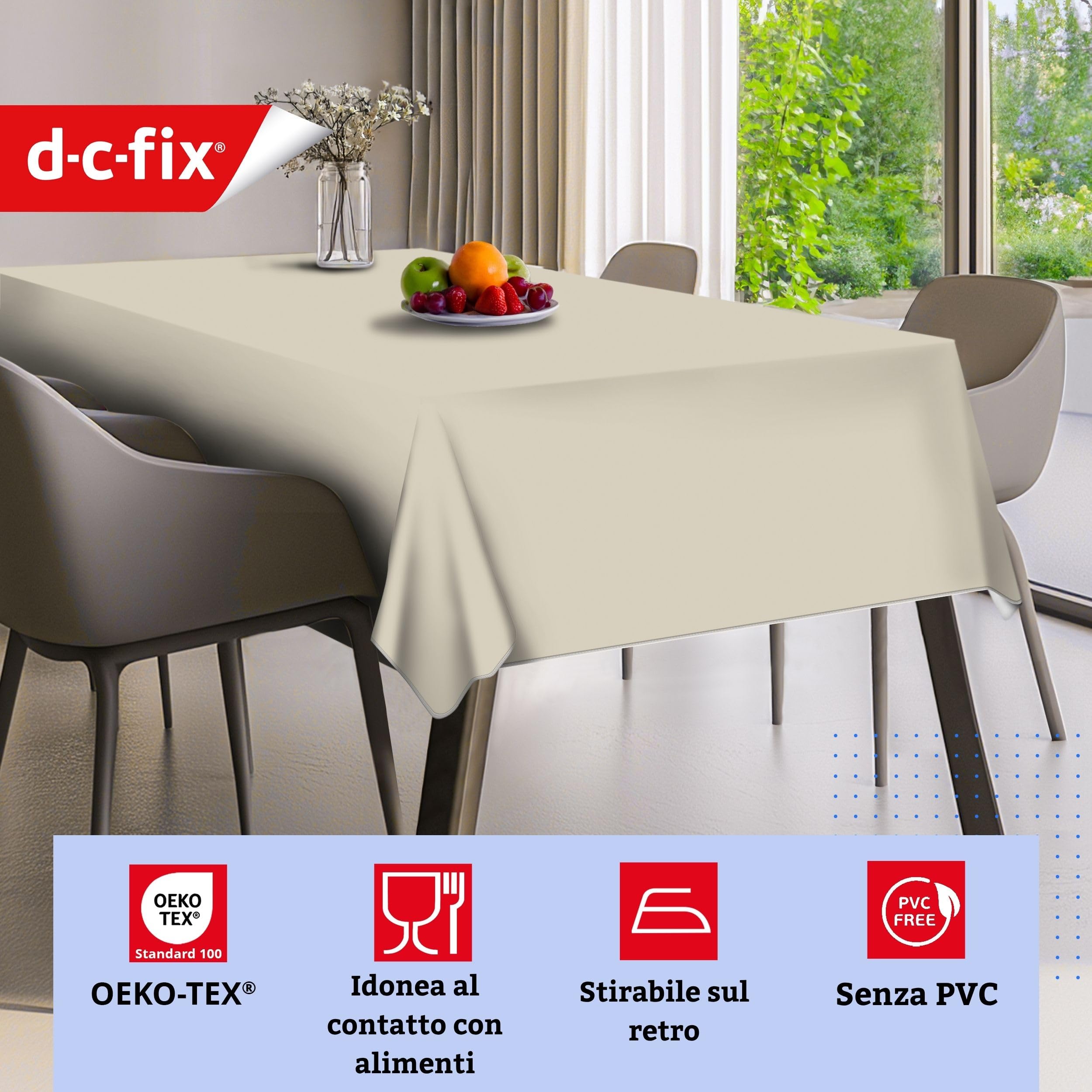d-c-fix tovaglia cerata – Keta 150 cm x 220 cm rettangolare – tovaglia in stile vintage per tavolo da cucina, da pranzo o da giardino – idonea agli alimenti, lavabile & impermeabile