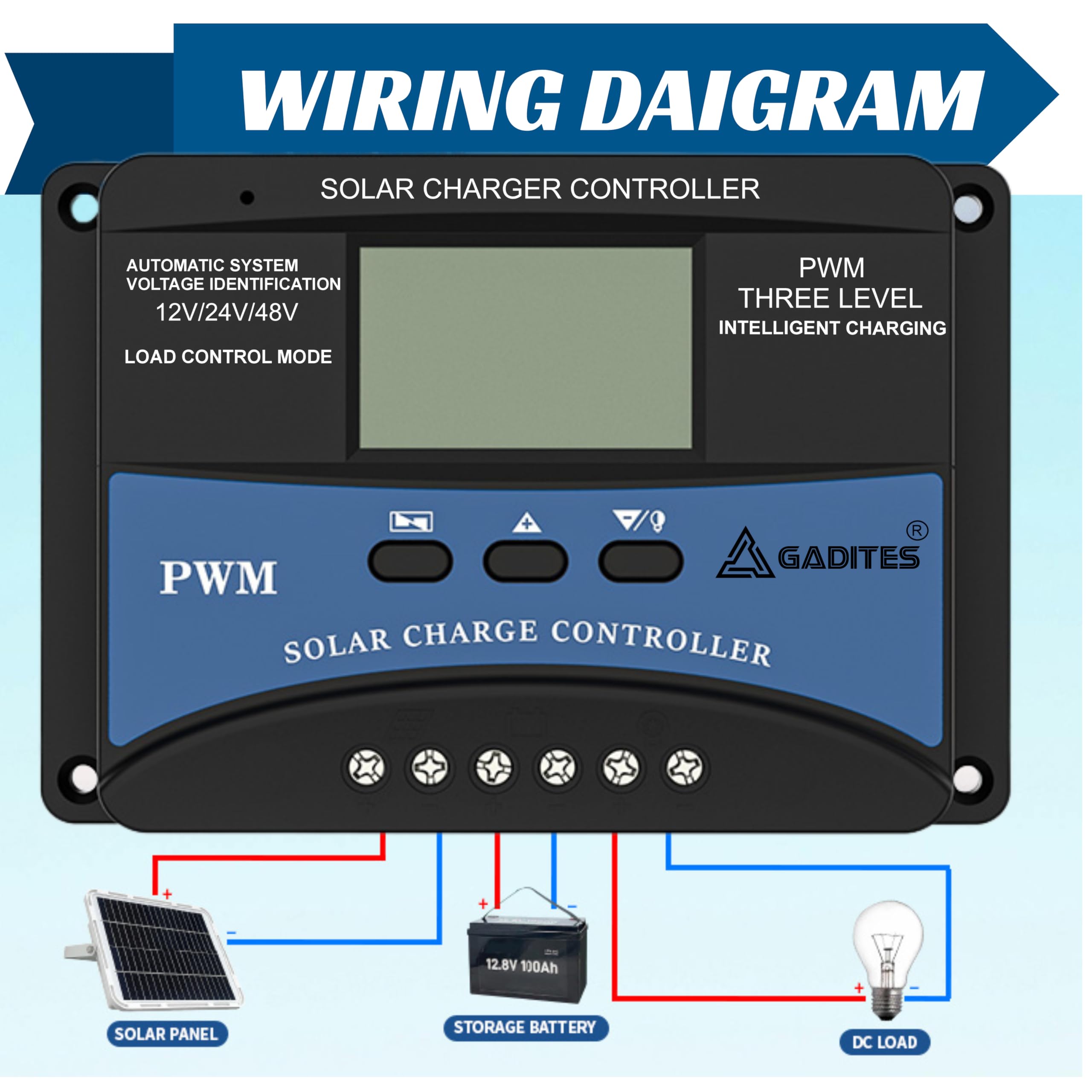 60A Solar Charge Controller PWM – Efficient and Reliable Solar Panel Regulator with LCD Display for 12V/24V/48V Systems (SOLAR CHARGER PWM 60 AMPS) - Image 4 thumbnail
