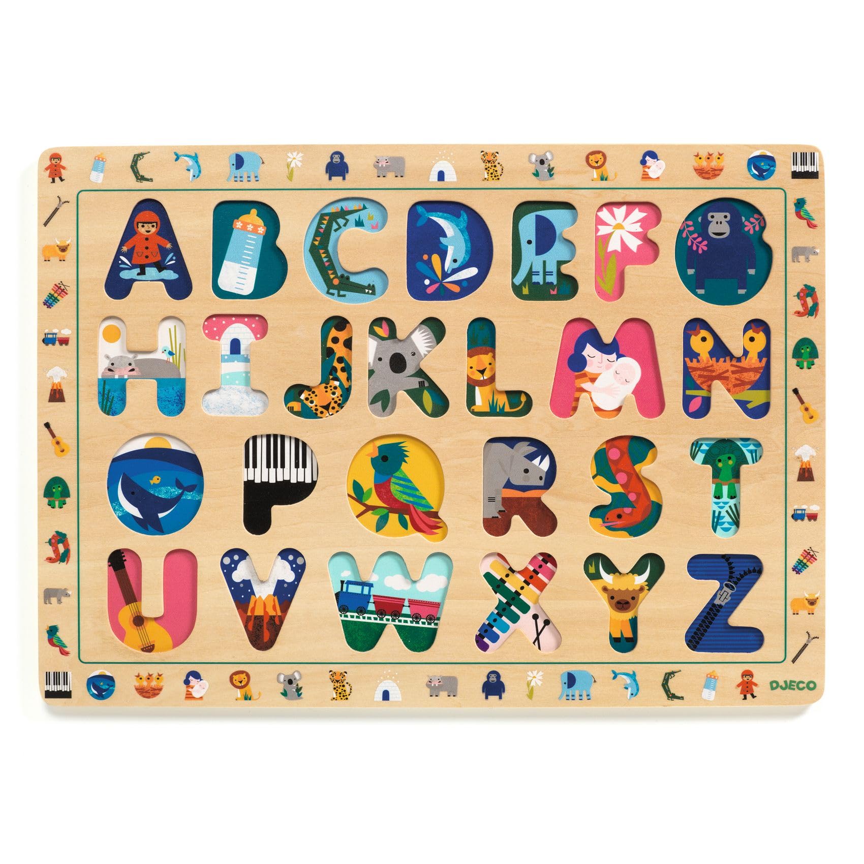 Amazon.com: DJECO Wooden ABC International Puzzle - Build Early