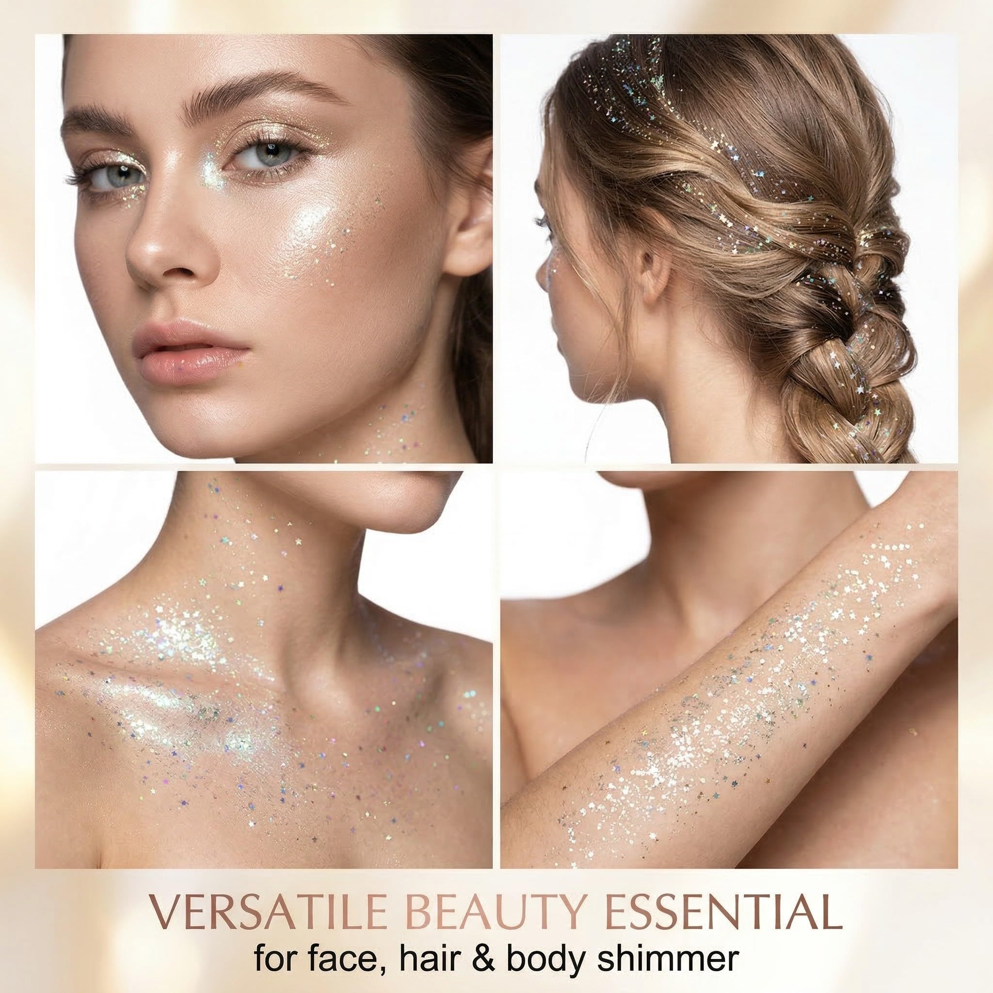 Glitter Stick Corpo e Viso Argento, Brillantini Viso Lunga Durata ad Alta Lucentezza, Gel Scintillante per Capelli e Pelle, Ideale per Festival, Rave, Party e Make-up Creativo