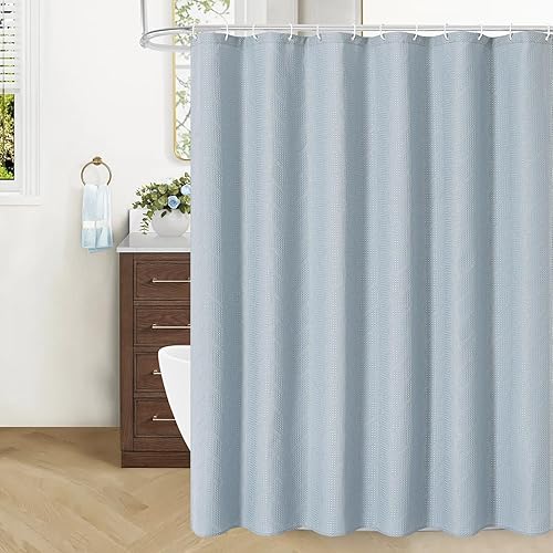 Craidlela Farmhouse Bathroom Shower Curtain, Fog Blue Modern Hotel Style Decor S