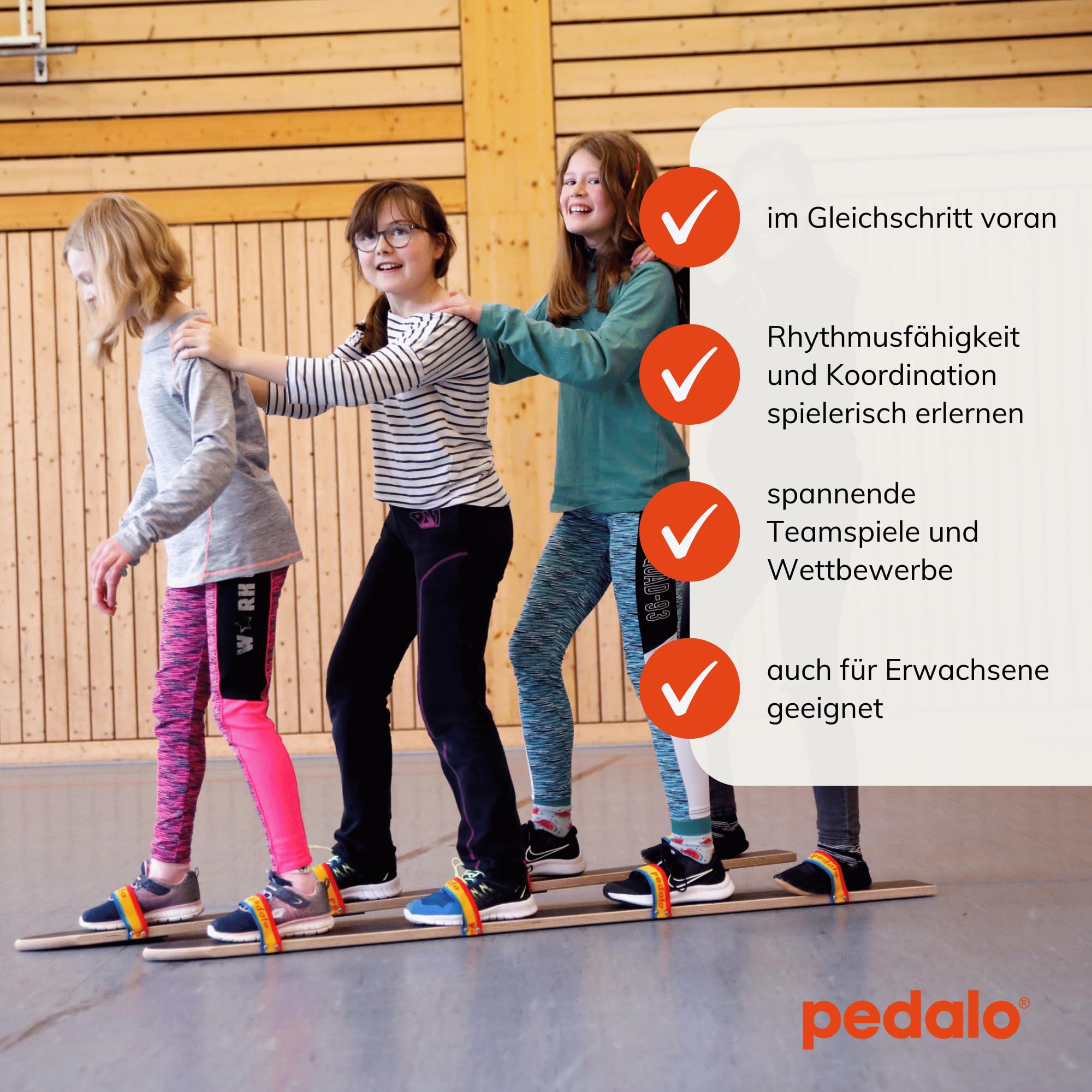 pedalo® Sommerski Fußschlaufe 4er (160cm) I Rasenski I Teamspiel I Koordination I 2-4 Spieler I Spaß