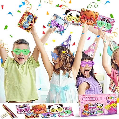 Miniatura 3 de KMUYSL Tarjetas del día de San Valentín, paquete de 36 lentes de corazón de San Valentín con tarjetas, recuerdos de fiesta de San Valentín, regalos