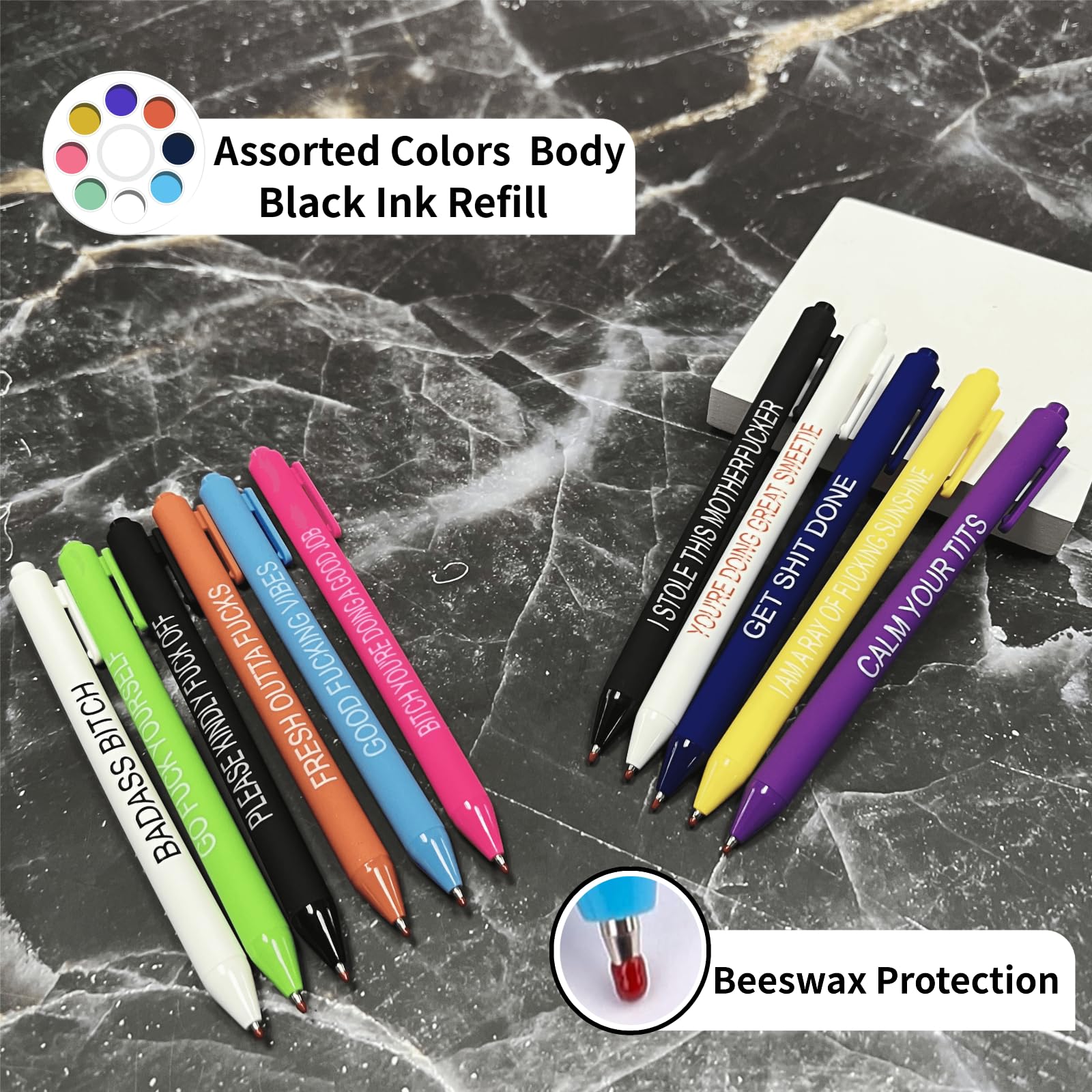 Juego de 11 bolígrafos divertidos de diferentes palabras de Swear, bolígrafos de tinta de gel pastel retráctiles de 0,5 mm de punta fina para escribir diario, tomar notas, escuela, oficina, hogar