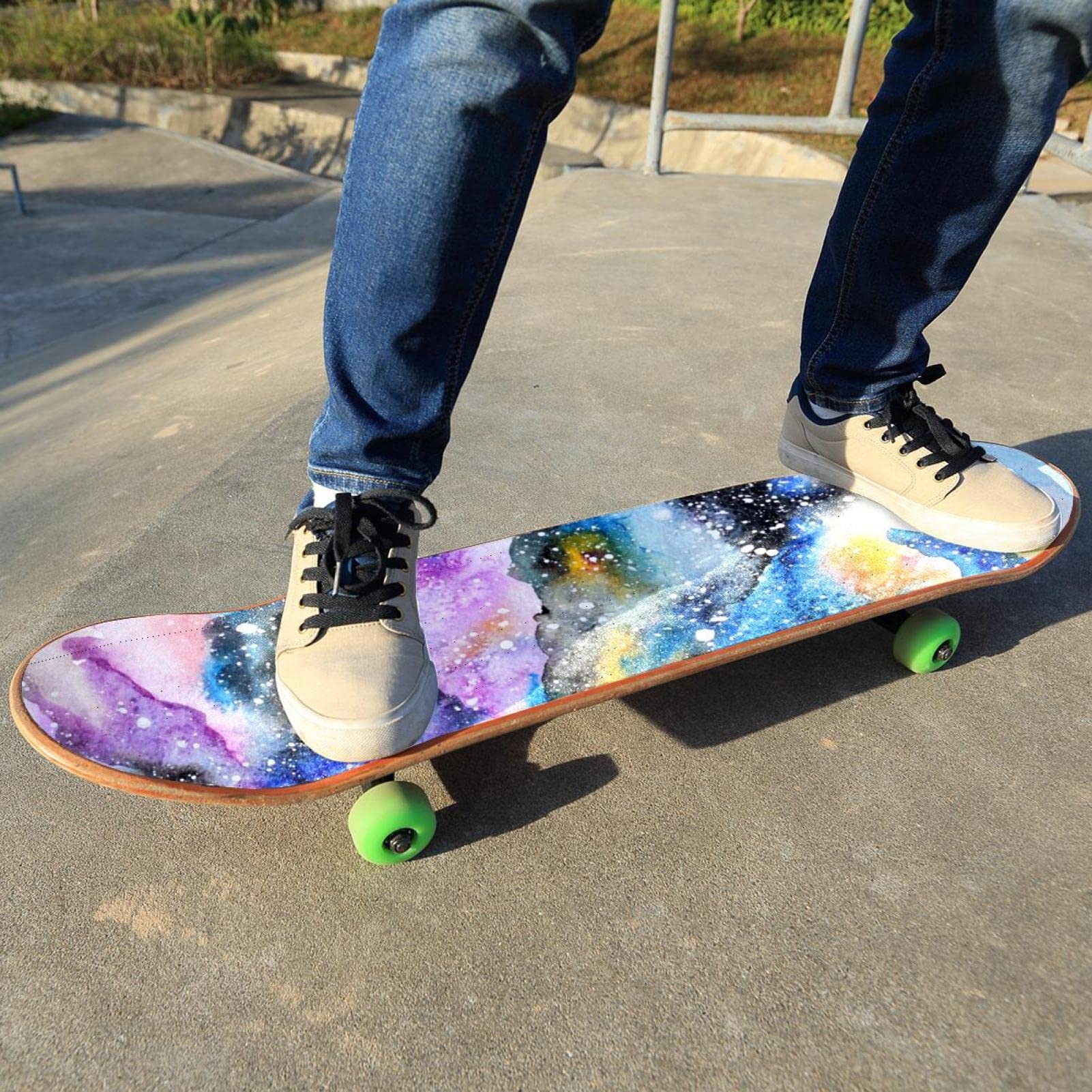 Watercolor Galaxy Lot de 2 feuilles de papier abrasif pour planche de skateboard et longboard