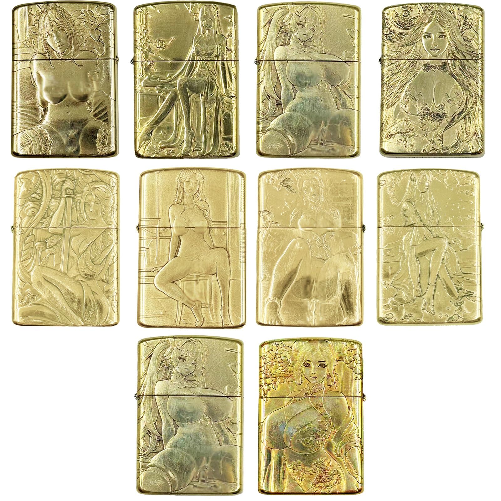Portable Vintage Brass Embossed Kerosene Lighter Metal Windproof Refillable Kerosene Lighters for Indoor and Outdoor Use Fuel Not