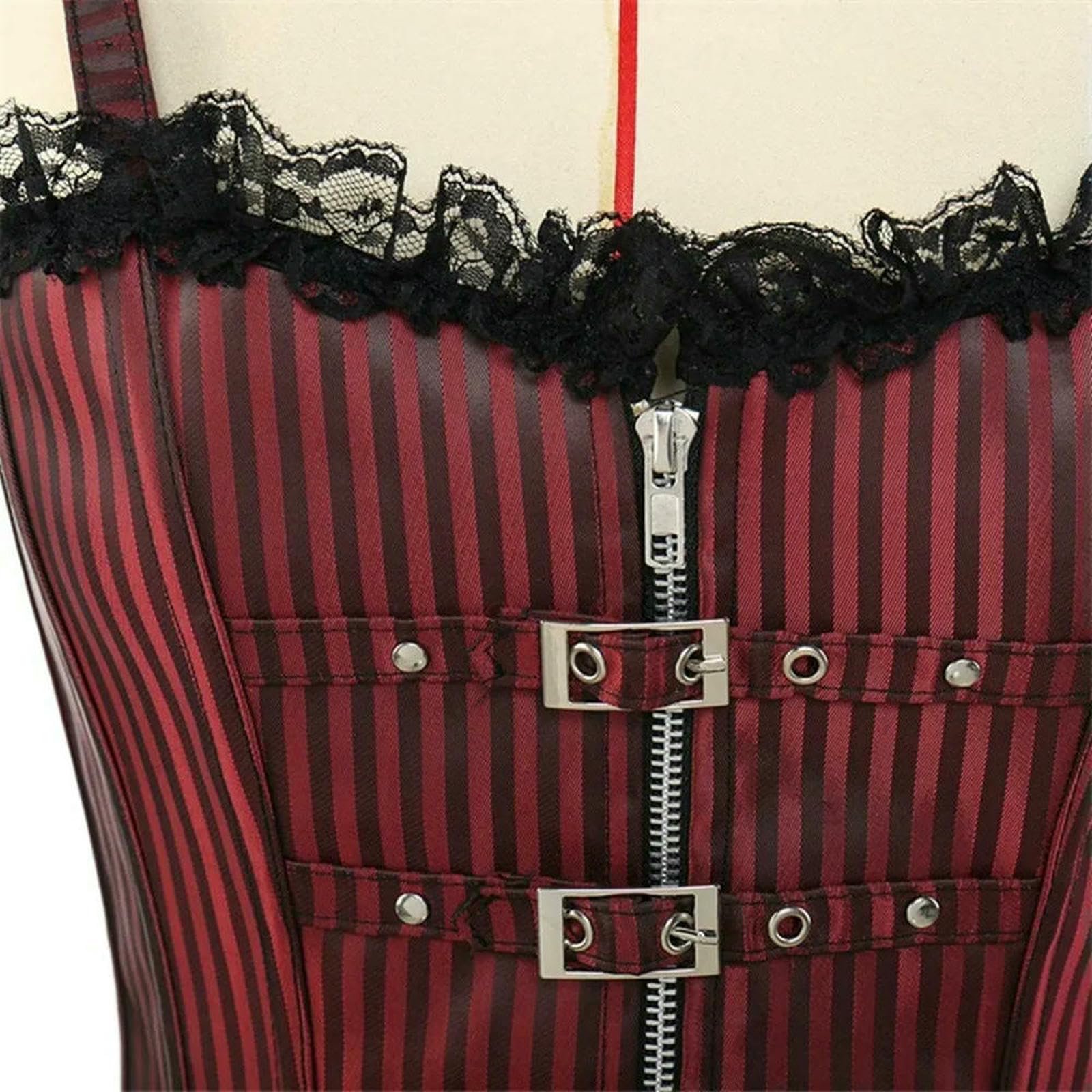 Ceinture amincissante Femme Overbust Corsetto Donne Sexy Gotico Zip Fibbia Steampunk Bustier Top Gilet Punk Rock Stile Abbigliamenti-Black-l