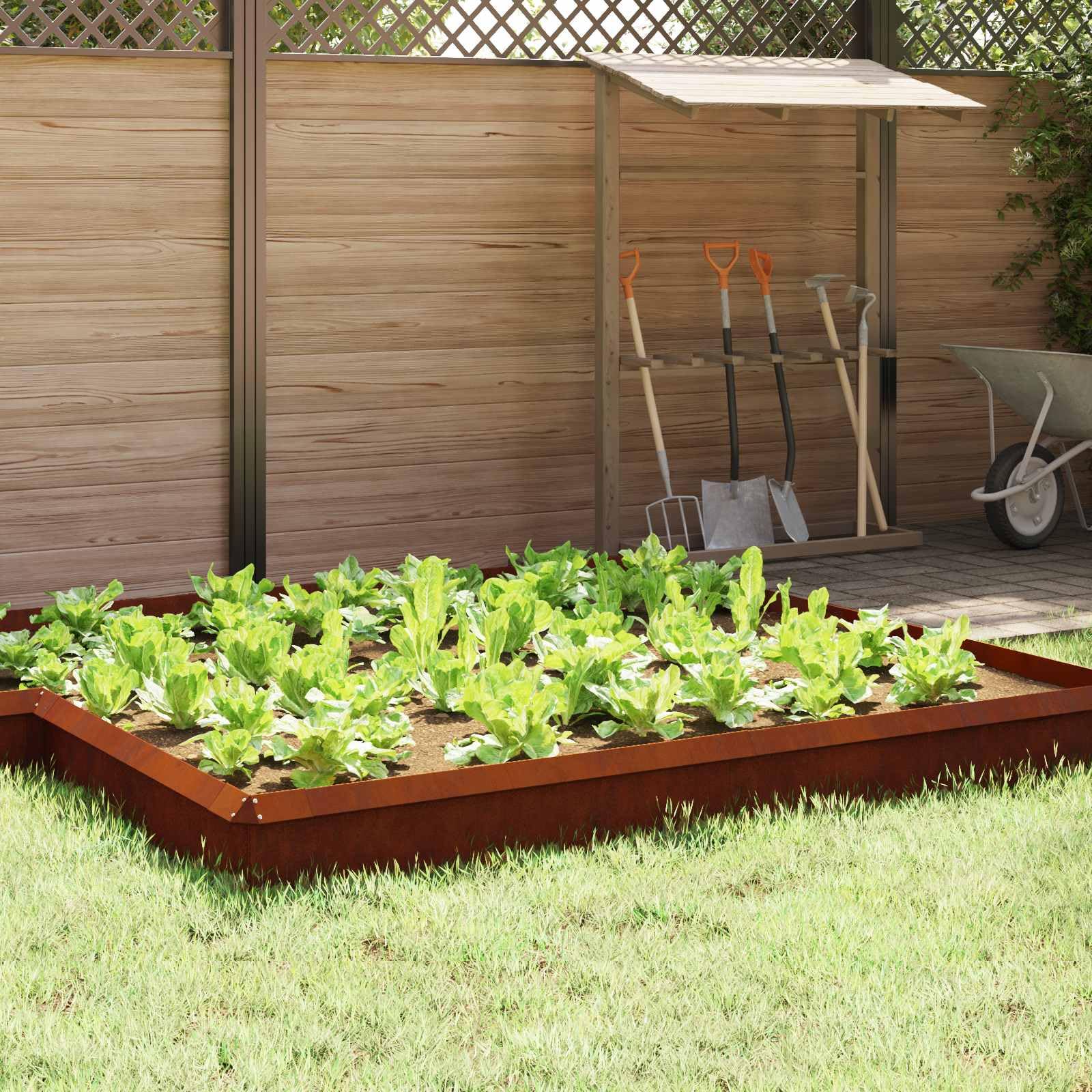 Schneckenzaun 4 pcs Wetterfeststahl 100 x 3,5 x 25 cm Schneckenbarriere Rostig