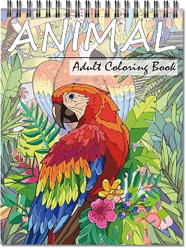 Jadeso Adult Colouring Book 30 Unique Animal Mindfulness Patterns | Spiral bound 120gsm smooth thick paper, relaxing mindfulness art activity, calming leisure gift for adult women