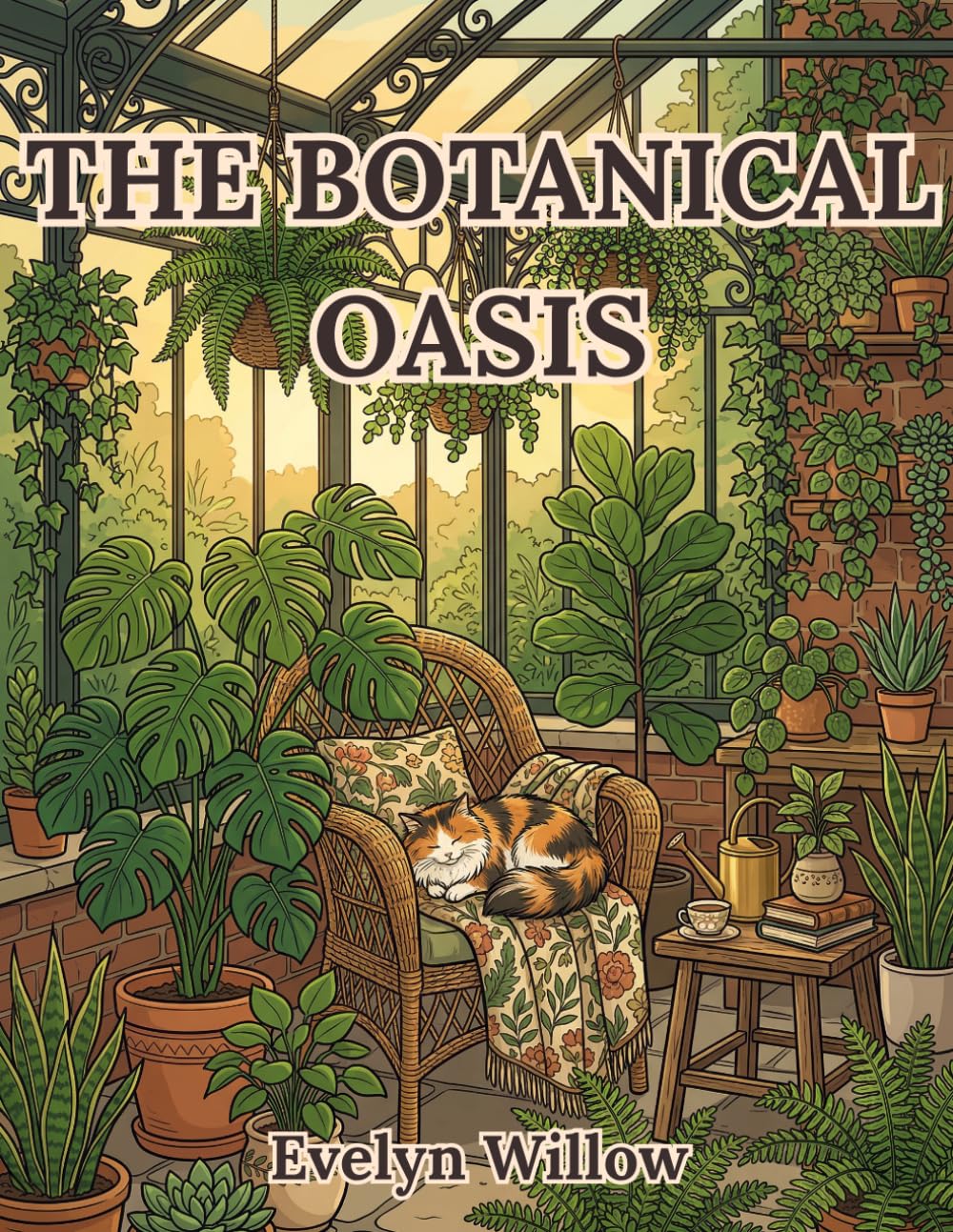 The Botanical Oasis: An Intricate Adult Coloring Book of Vintage Greenhouses, Cozy Bedrooms and Hidden Cats for Anxiety Relief (The Cozy Vintage Interiors Series)