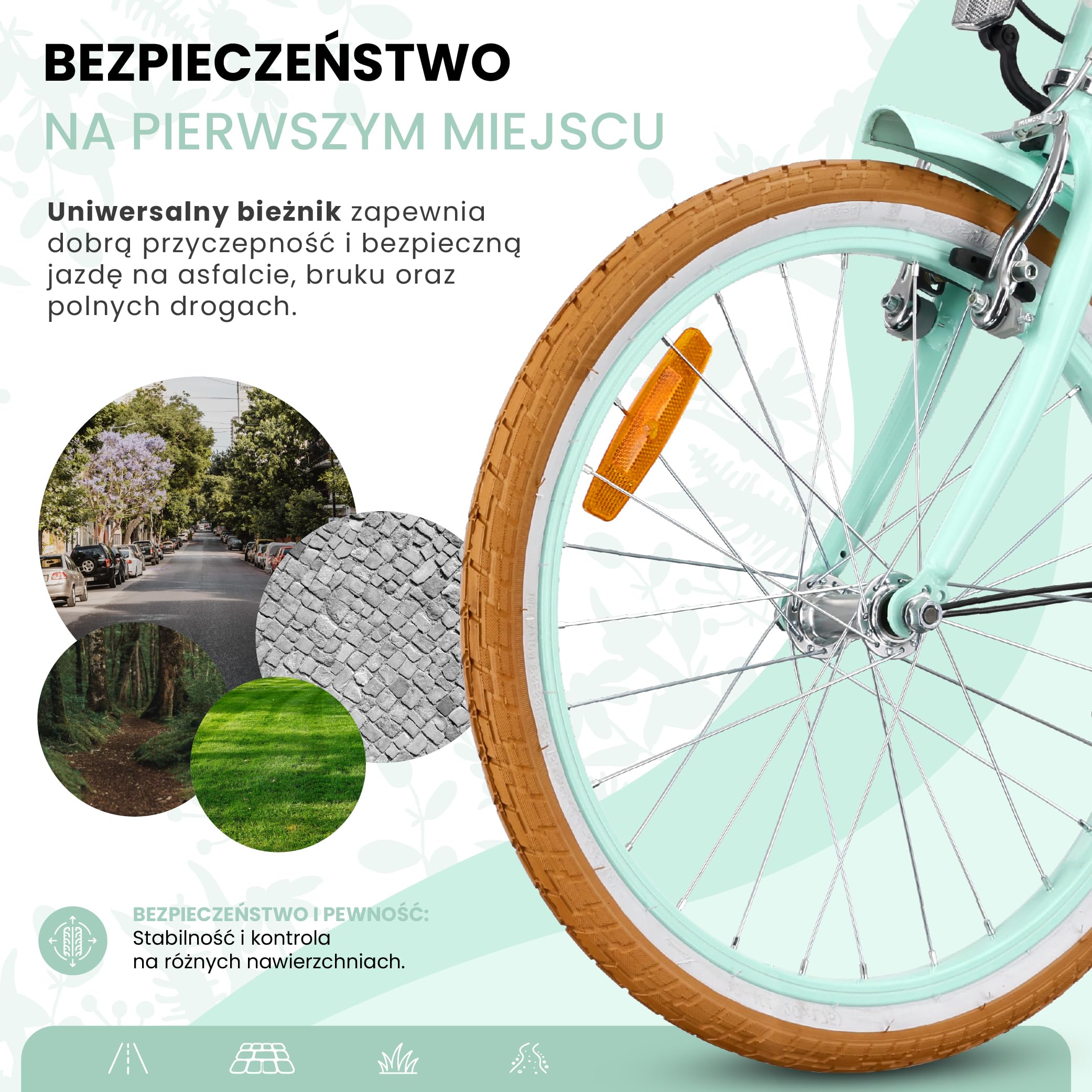 SUN BABY FLOWER BIKE RETRO Rower dziecięcy dla dziewczynki | Stalowa rama, hamulce V-Brake, błotniki, osłona łańcucha, odblaski, dzwonek i regulowana wysokość