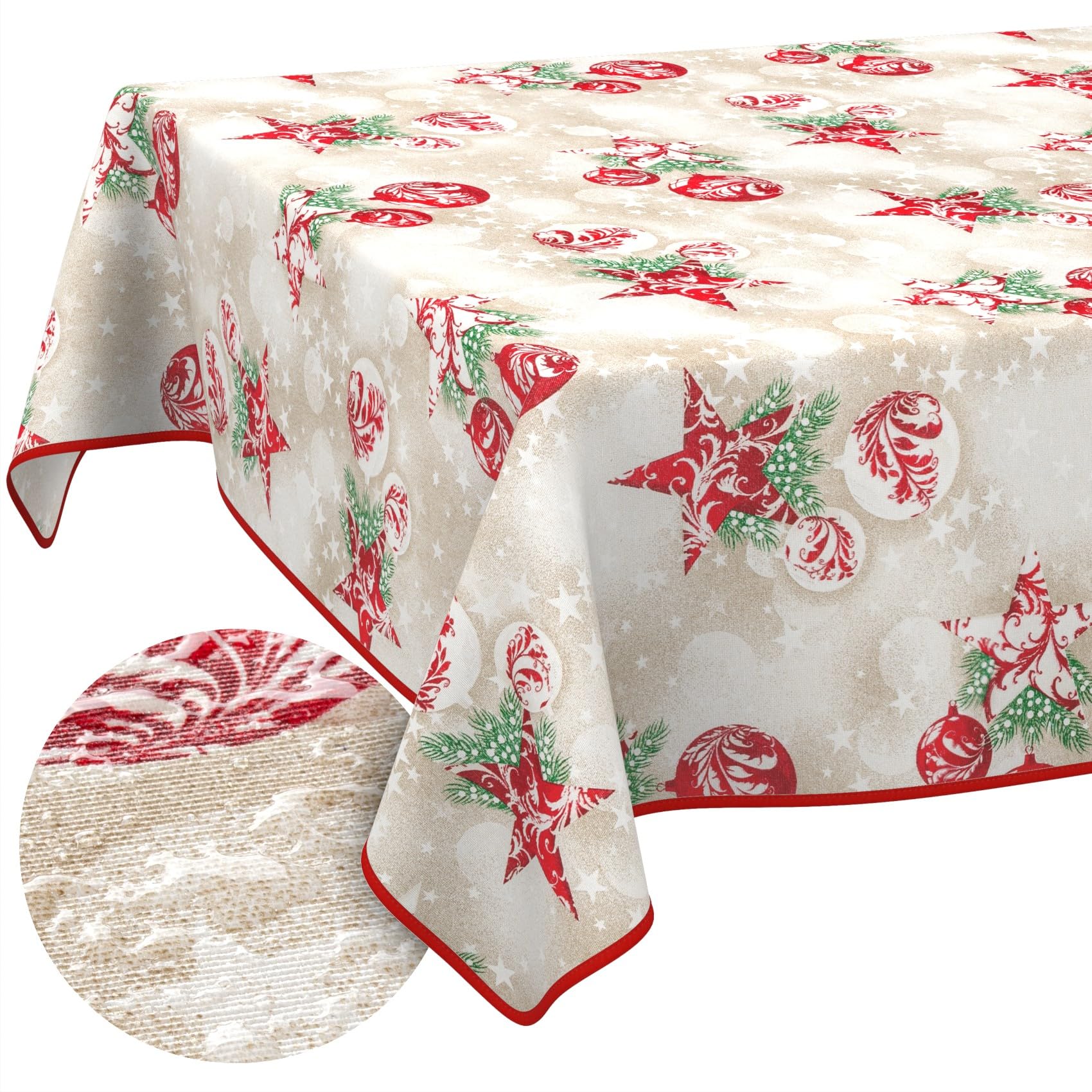 Mantel de tela textil lavable, mantel de algodón y poliéster, diseño de flores navideñas, ovalado, 280 x 140 cm, para interior y exterior Mantel de tela textil lavable, mantel de algodón y poliéster, diseño de flores navideñas, ovalado, 280 x 140 cm, para interior y exterior