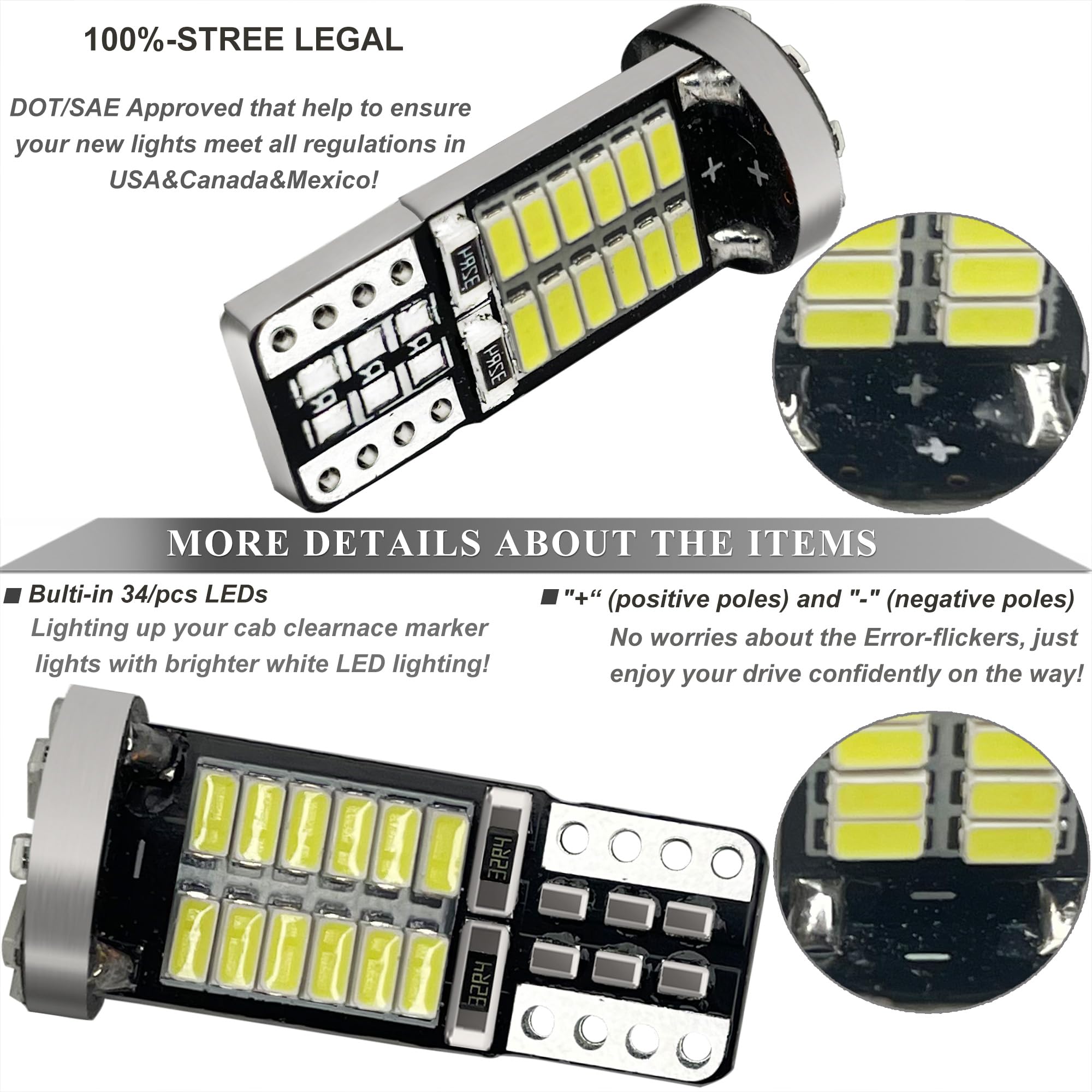White LED Cab Roof Marker Lights - Product View