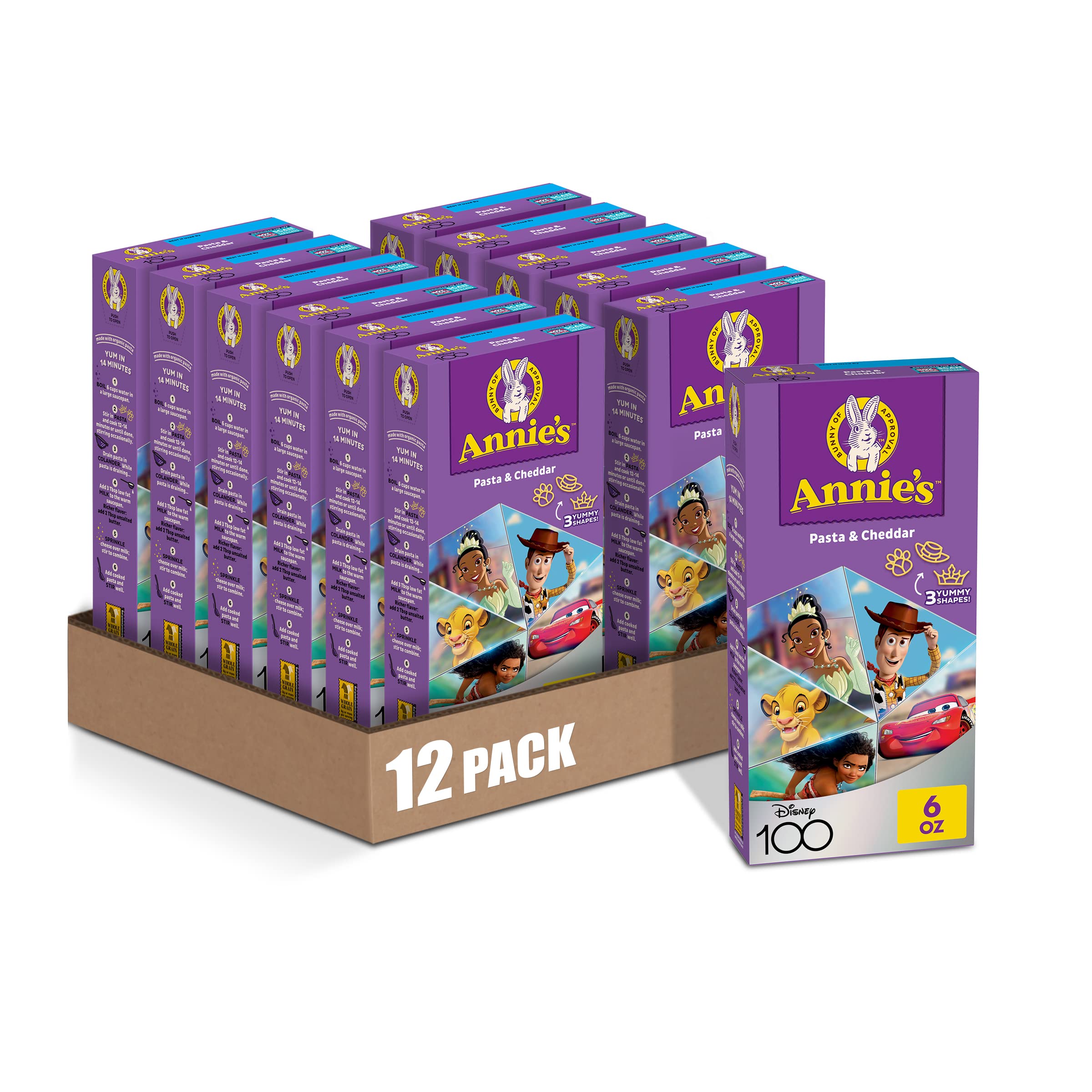 Annie's Disney 100 Macaroni and Cheese Dinner, Pasta & Cheddar, 6 oz. (Pack of 12)