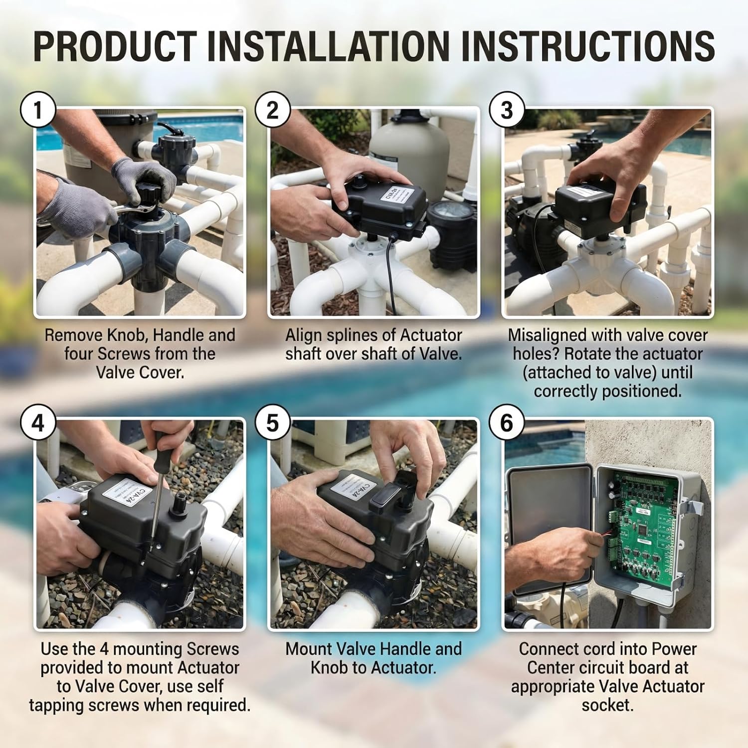 CVA-24T Pool Valve Actuator - Replacement for Pentair 263045 24VAC Automatic Diverter for Pool/Spa Combinations - 15ft Cord, 3-Port Valve Motor, Compatible with EasyTouch/IntelliTouch/Compool