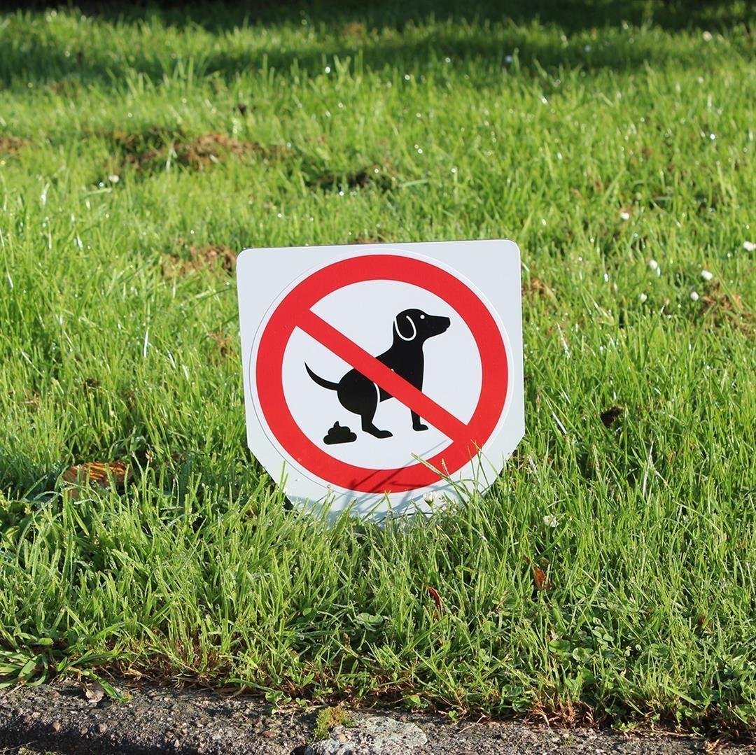 Panneau à piquer interdiction de laisser les chiens faire leurs besoins 20 x 30 cm