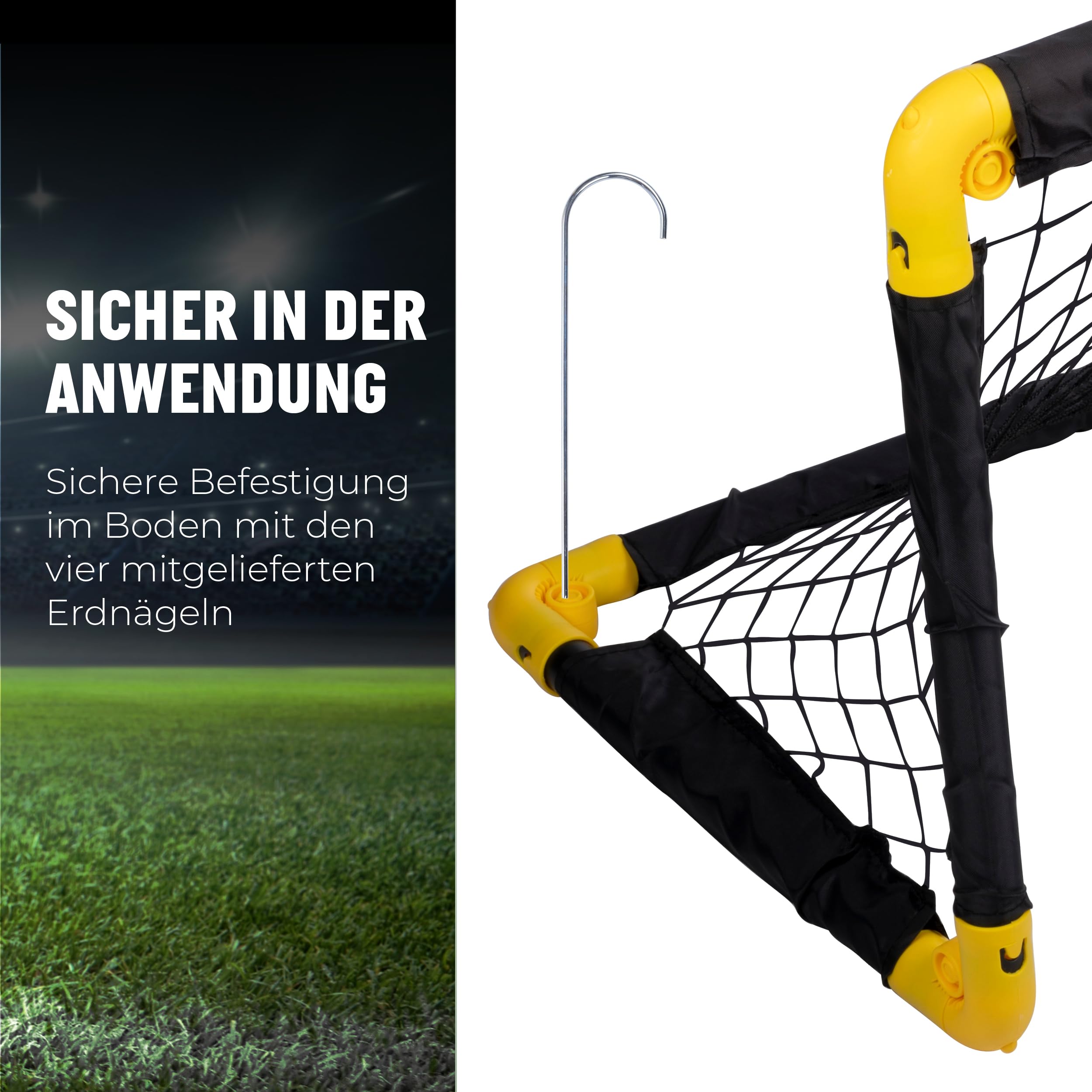 Umbro Fußballtor 50 x 44 x 44 cm - Fußballtore Set von 2 - Faltbares Fussballtor - Fussballtore für Garten Kinder - Fussball Trainingszubehör für Innen und Außen - Kunststoff - Schwarz/Gelb | Faltbar, Für Garten Kinder, Trainingszubehör für Innen und Auße