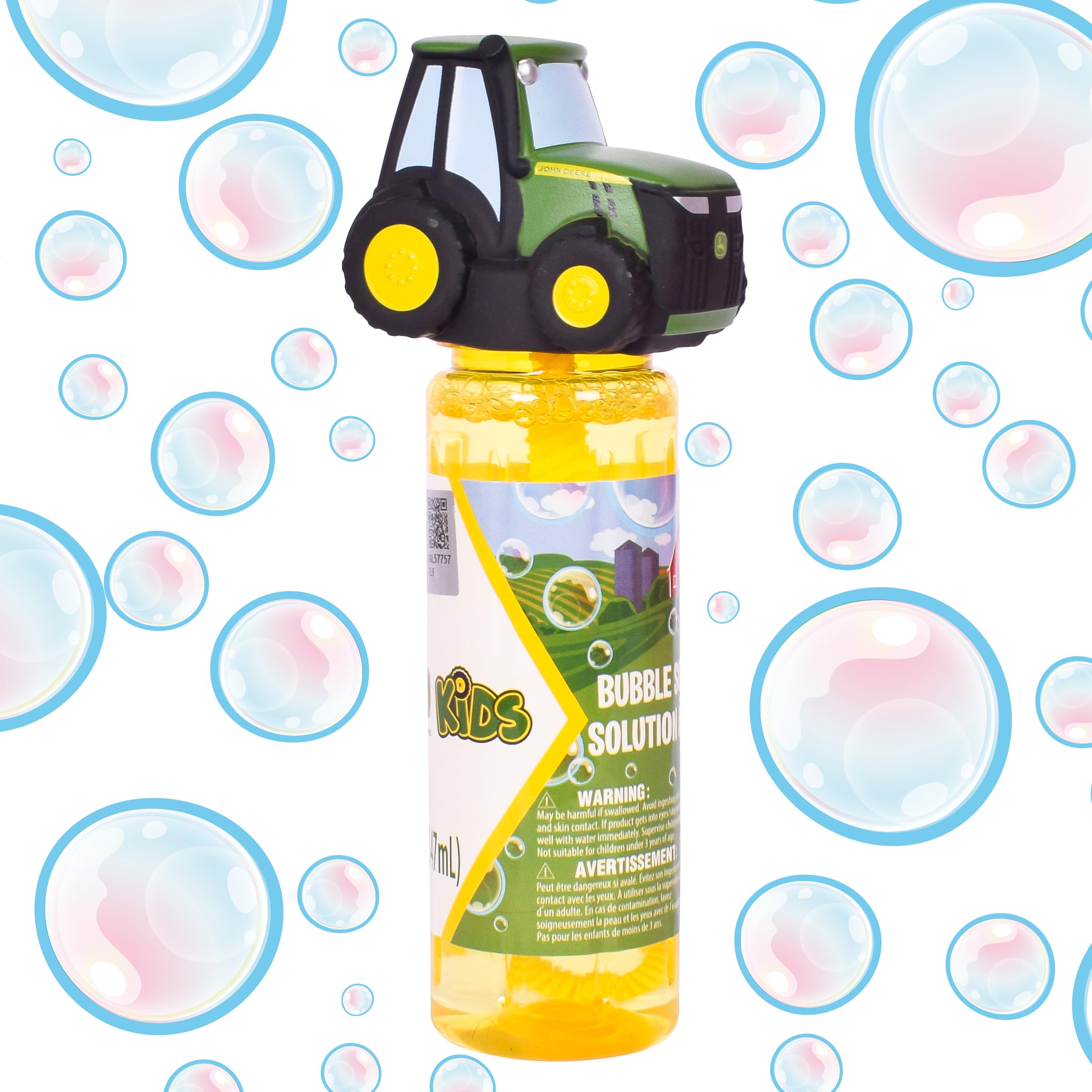 John DeereTractor 5oz Bubble Bottle, Outdoor Toys for Toddlers Age 3-5, Perfect as a Gift for Party Favors Birthdays and Holiday, Non Toxic Bubble Solution