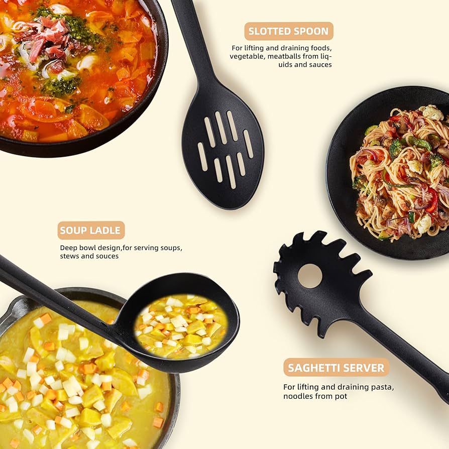 タッパーウェア　 M M 持ち手セット Amazon.com: TJ POP Kitchen Utensils Set, 7PCS Cooking