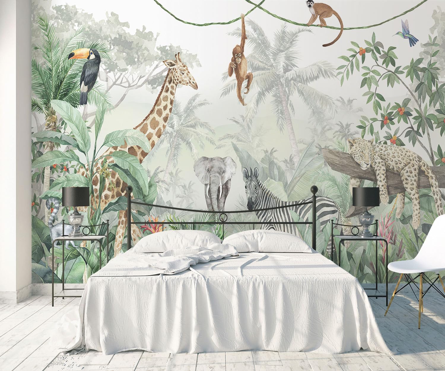 Papel Pintado Animales De La Selva Tropical | Mural Fotomurales 3D Papel Tapiz Dormitorio Murales Wallpaper -F006-300cmX210cm